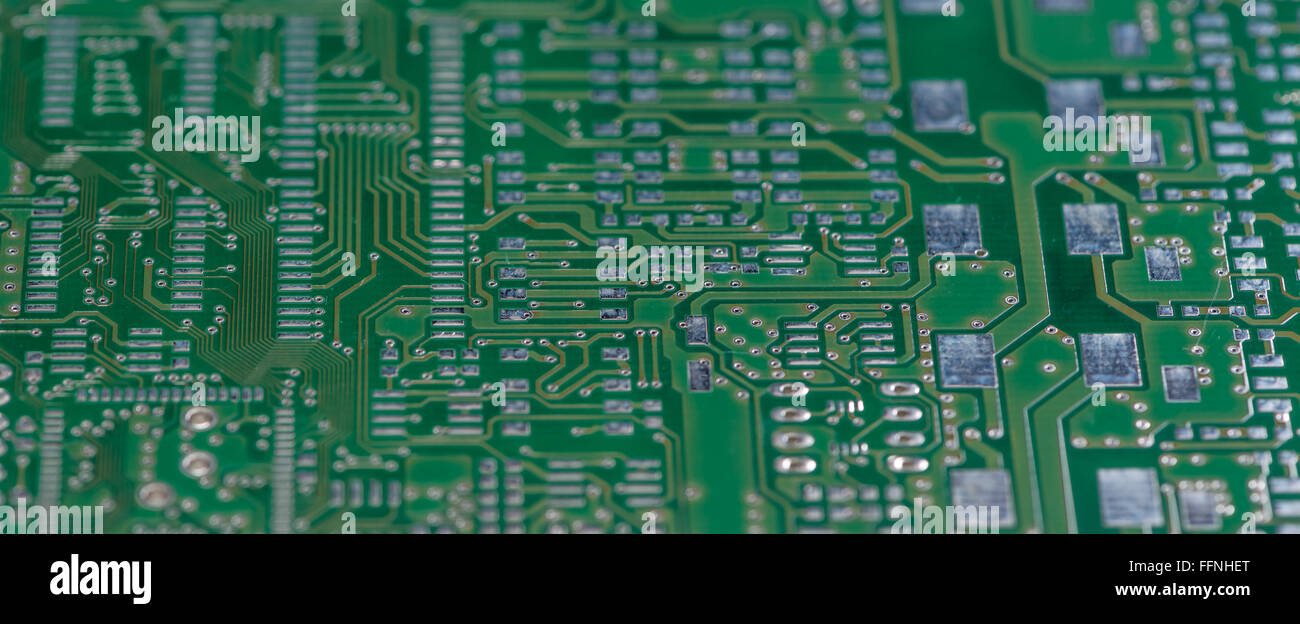 PCB mit verschiedenen elektronischen Schaltungen (close-up erschossen) Stockfoto