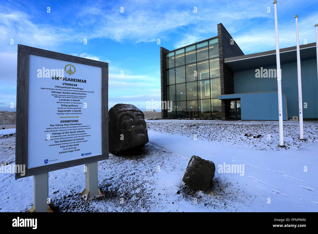 Äußere Vikingaheimar, Wikinger-Museum, Reykjanesbær, Reykjavik City, South West Island. Stockfoto