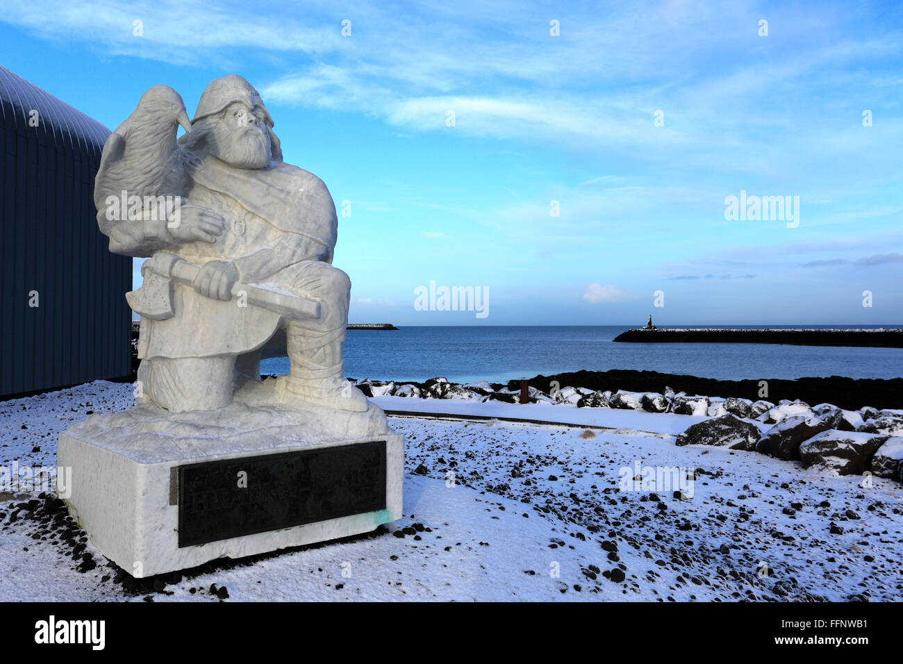 Äußere Vikingaheimar, Wikinger-Museum, Reykjanesbær, Reykjavik City, South West Island. Stockfoto