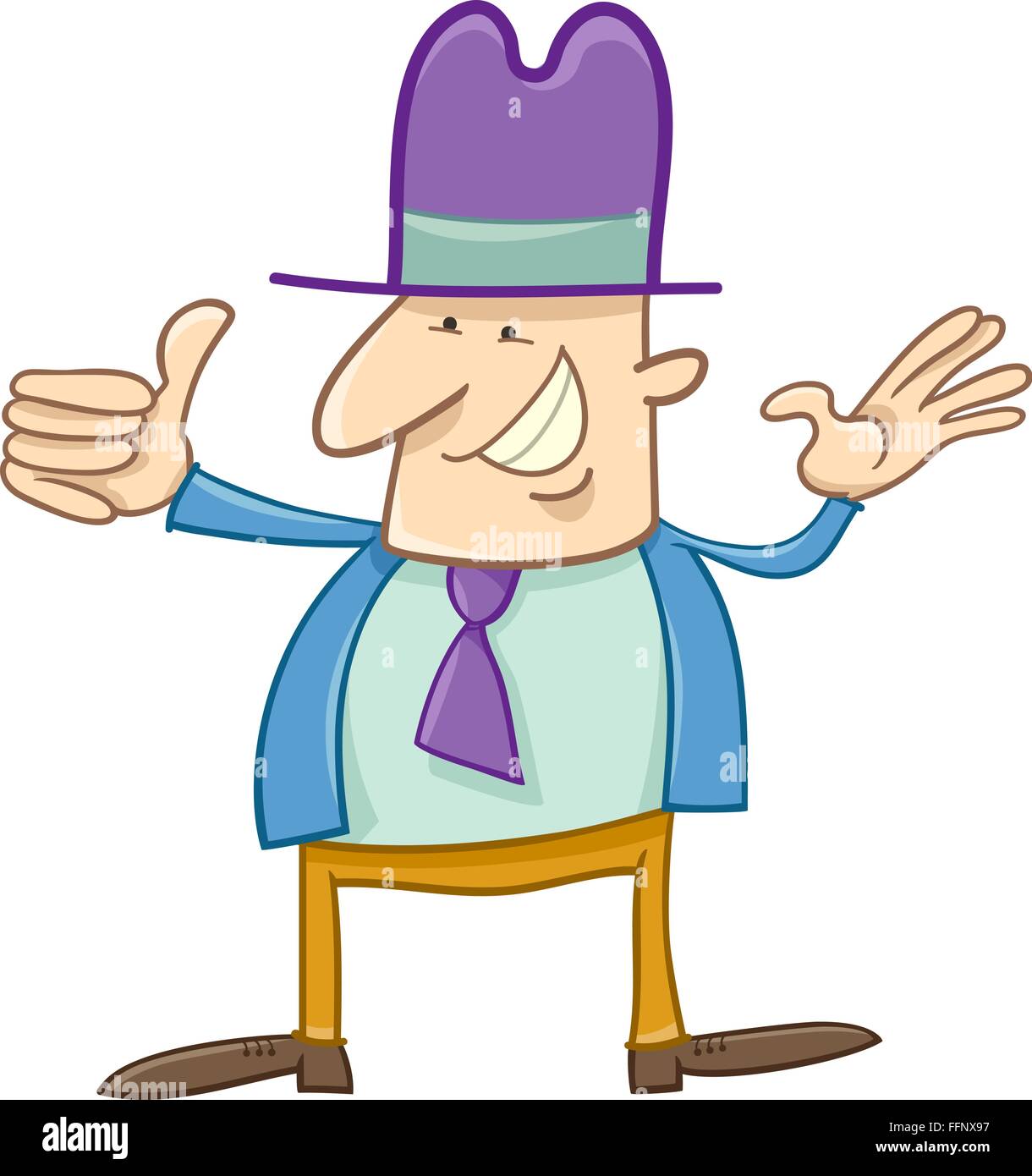 Cartoon Illustration der Comicfigur glücklicher Mann Stock Vektor