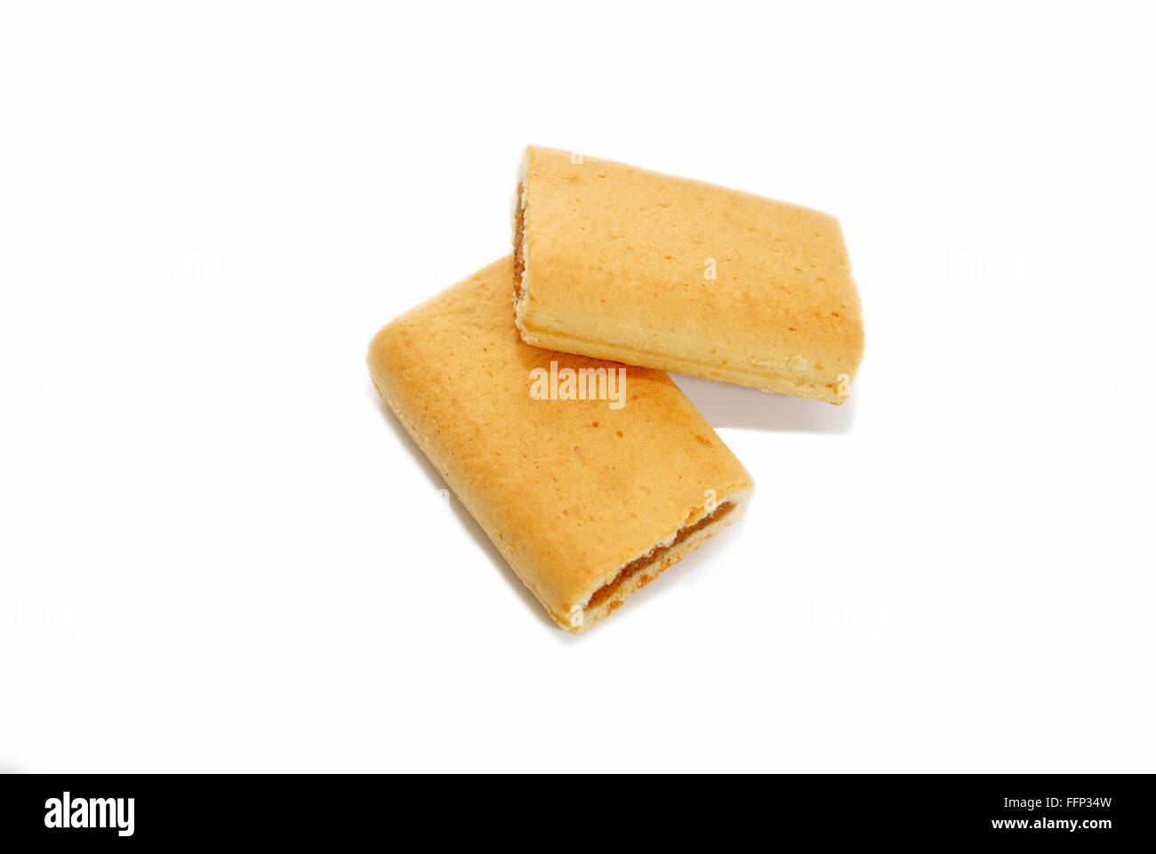 Zwei Fig Cookies Isolated Over White Stockfoto