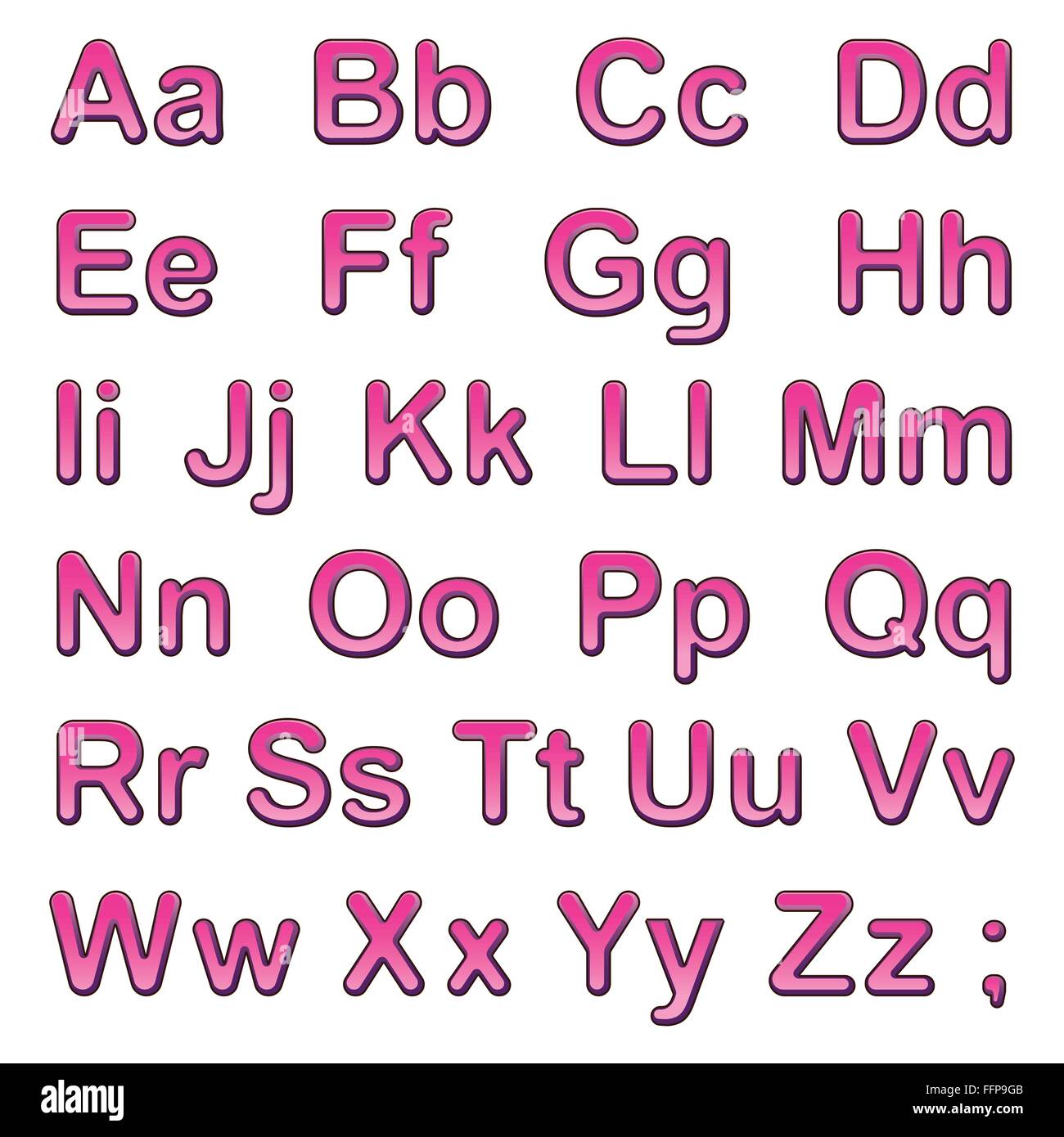Rosa von Buchstaben auf einem weißen Hintergrund Stock Vektor