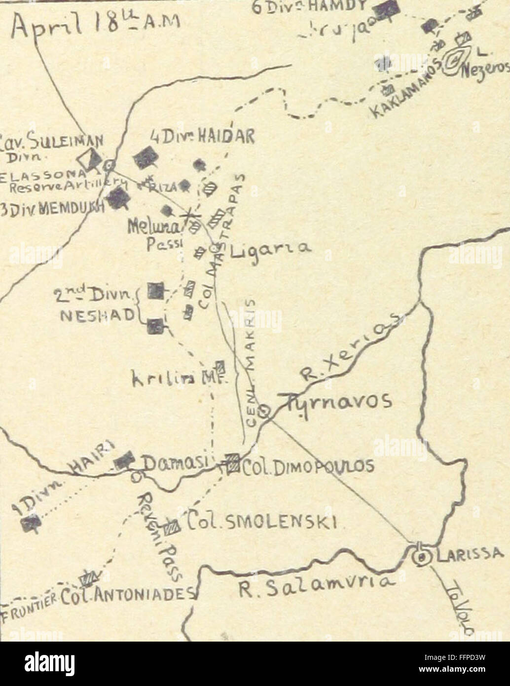 Dieses Buch behandelt die militärischen Konflikte und Kriege der 1890er Jahre und beschreibt die Strategien, Schlüsselereignisse und Ergebnisse verschiedener Schlachten, begleitet von Illustrationen, die die Kriegsführung des Jahrzehnts darstellen. Stockfoto