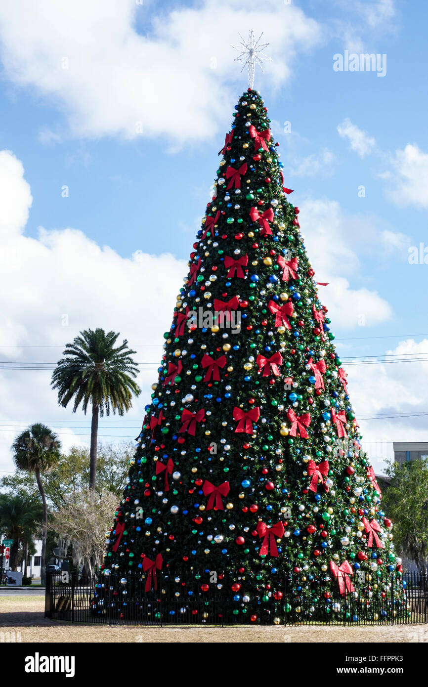 Florida South, Ocala, Downtown Square, riesiger Weihnachtsbaum, FL151214002 Stockfoto