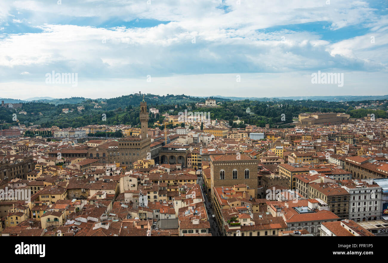 Blick auf die Stadt mit Palazzo Vecchio, Florenz, Toskana, Italien Stockfoto