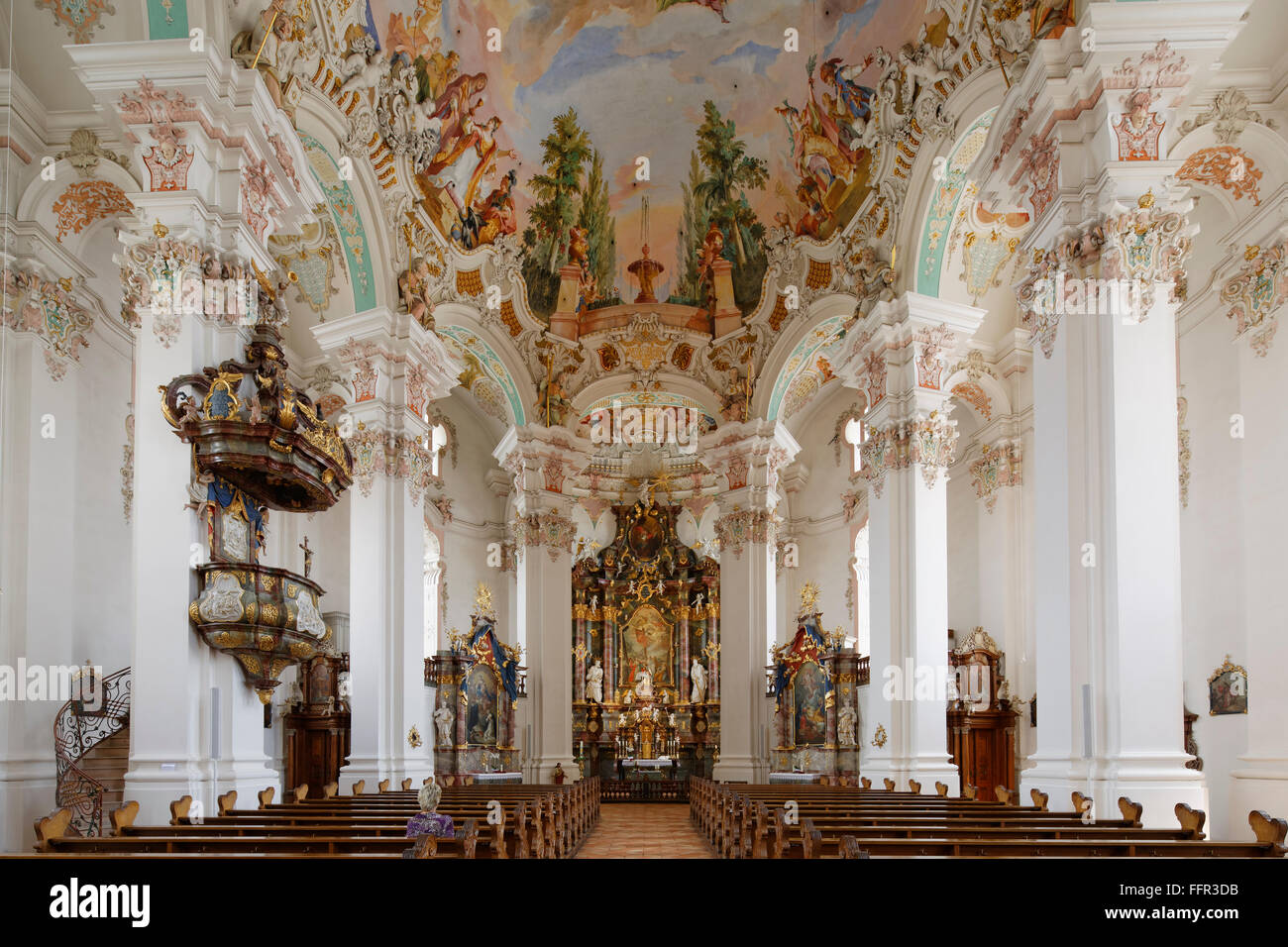 Pilgrimage Church of St. Peter und Paul in Steinhausen, Bad Schussenried, Oberschwaben, Swabia, Baden-Württemberg, Deutschland Stockfoto