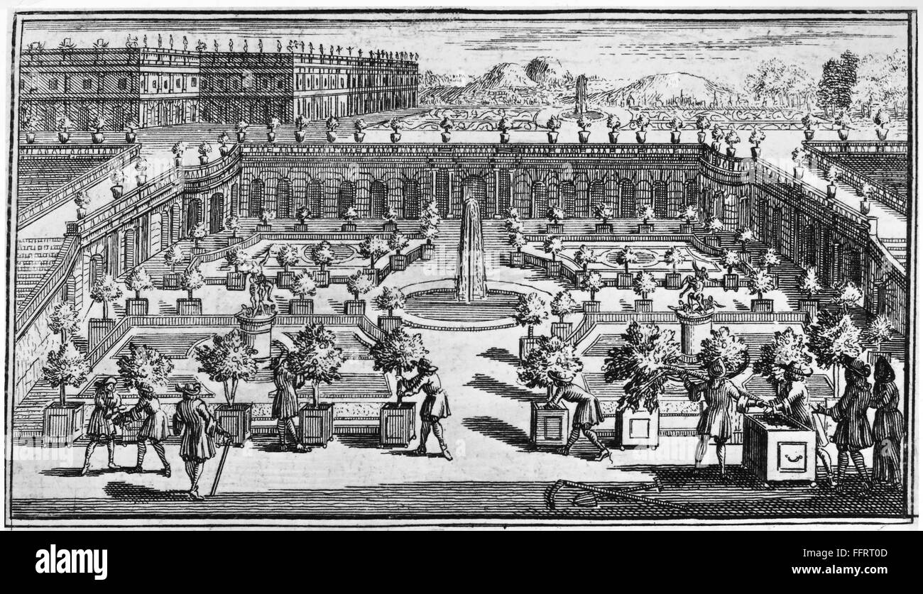 VERSAILLLES GARTEN. /nPlanting Bäume in Pflanzgefäßen in Versailles