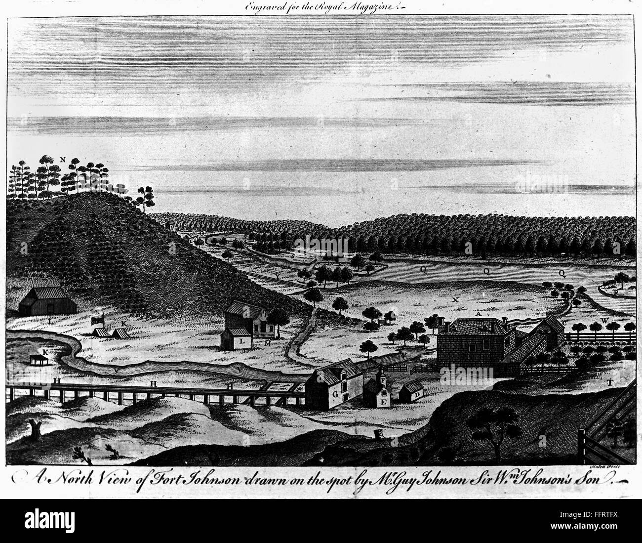 FORT JOHNSON, c1760. /nNorth Blick auf Fort Johnson am Mohawk River
