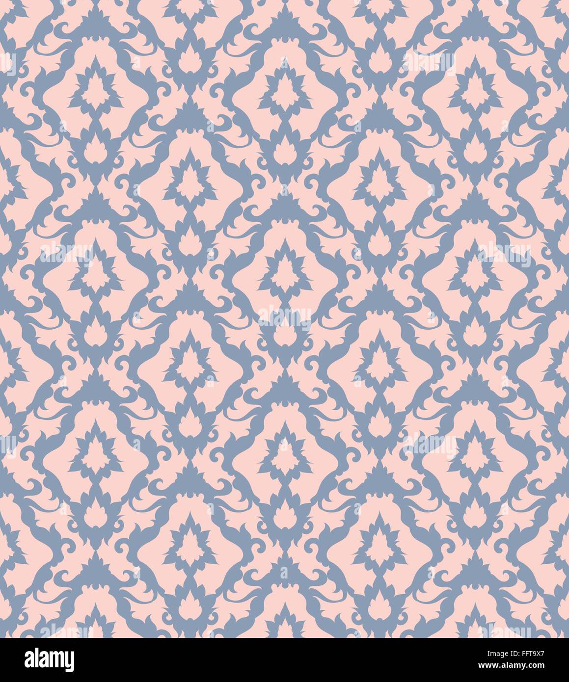 Vintage Pink und blau nahtlose floralen Muster Ornament mit Clipping-Maske Stock Vektor