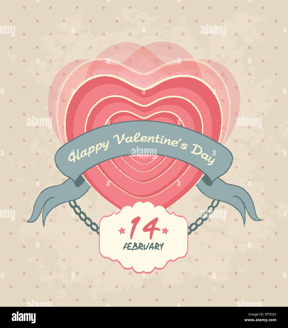 Happy Valentine Hintergrund mit Titel Aufschrift und Herzen Stock Vektor