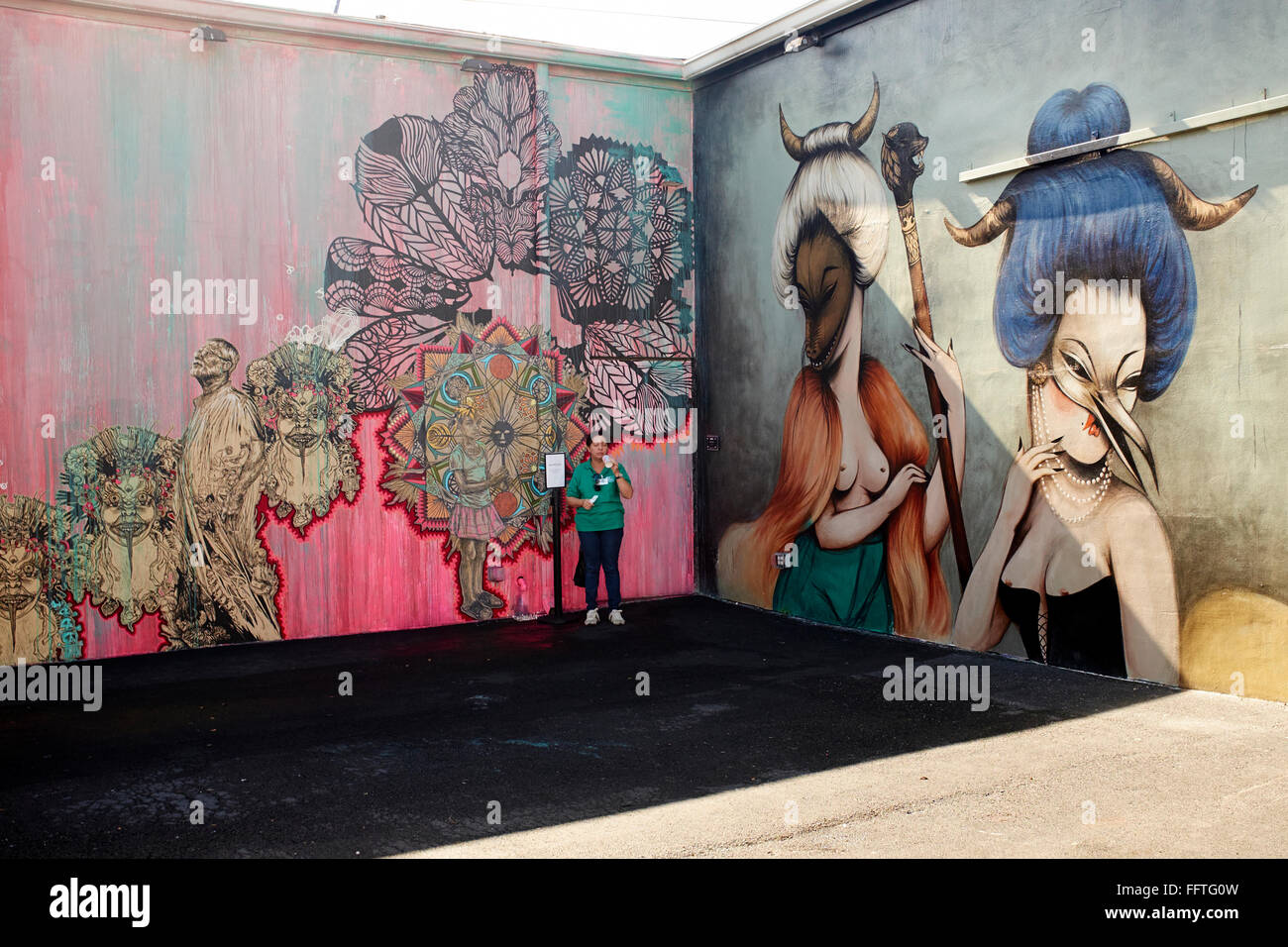 Graffiti-Gemälde bei Wynwood Wände in Miami Stockfoto