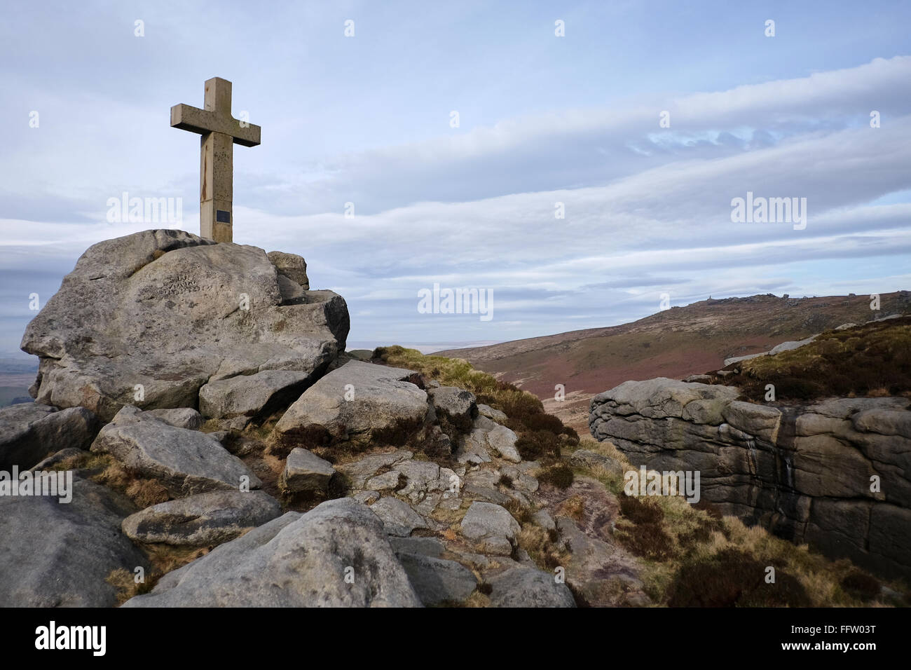 Rylestone Kreuz auf Barden Moor, in Yorkshire Dales National Park, North Yorkshire, England. Stockfoto