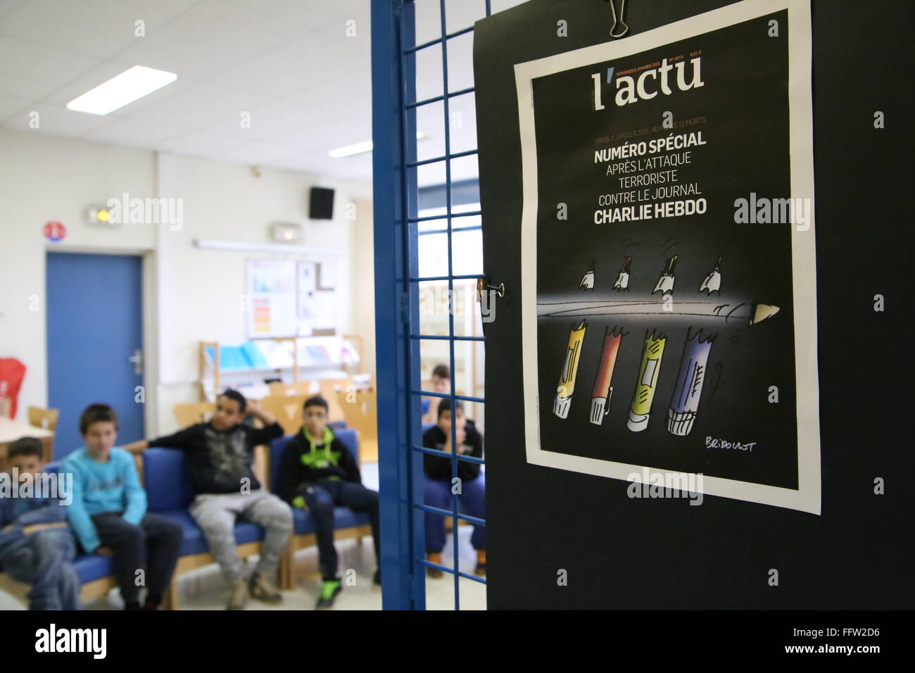 Workshops über die Freiheit der Rede und des Säkularismus in einer französischen Schule - 20/01/2015 - Frankreich / Essonne - nach dem Terror Stockfoto