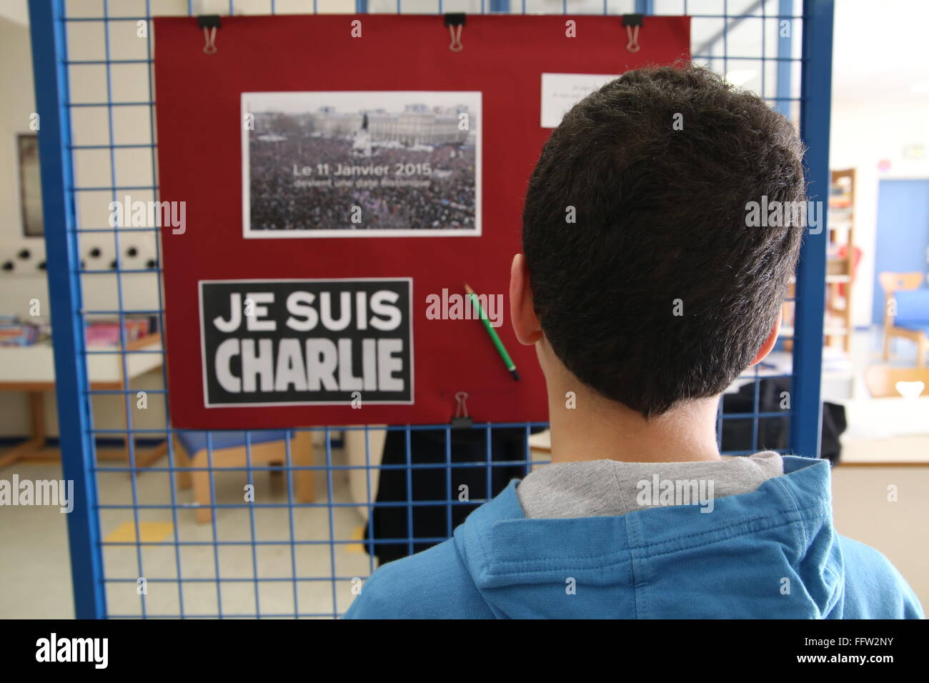 Workshops über die Freiheit der Rede und des Säkularismus in einer französischen Schule - 23/01/2015 - Frankreich / Essonne / Saint Pierre du Perray Stockfoto