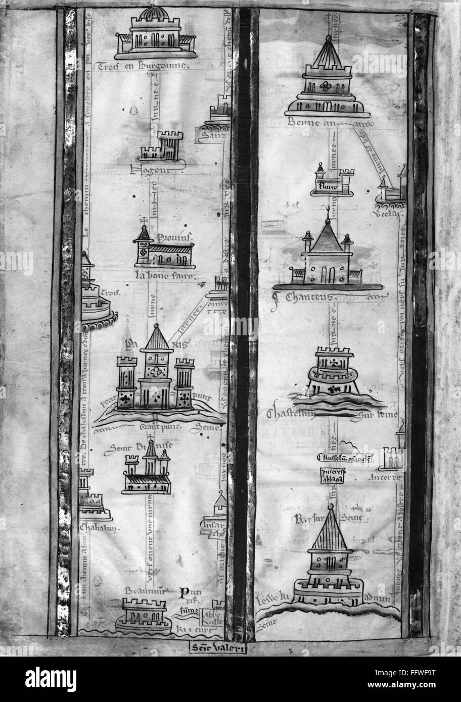 Pilger Karte, c1250. /nDetail aus Frankreich, der eine englische Karte