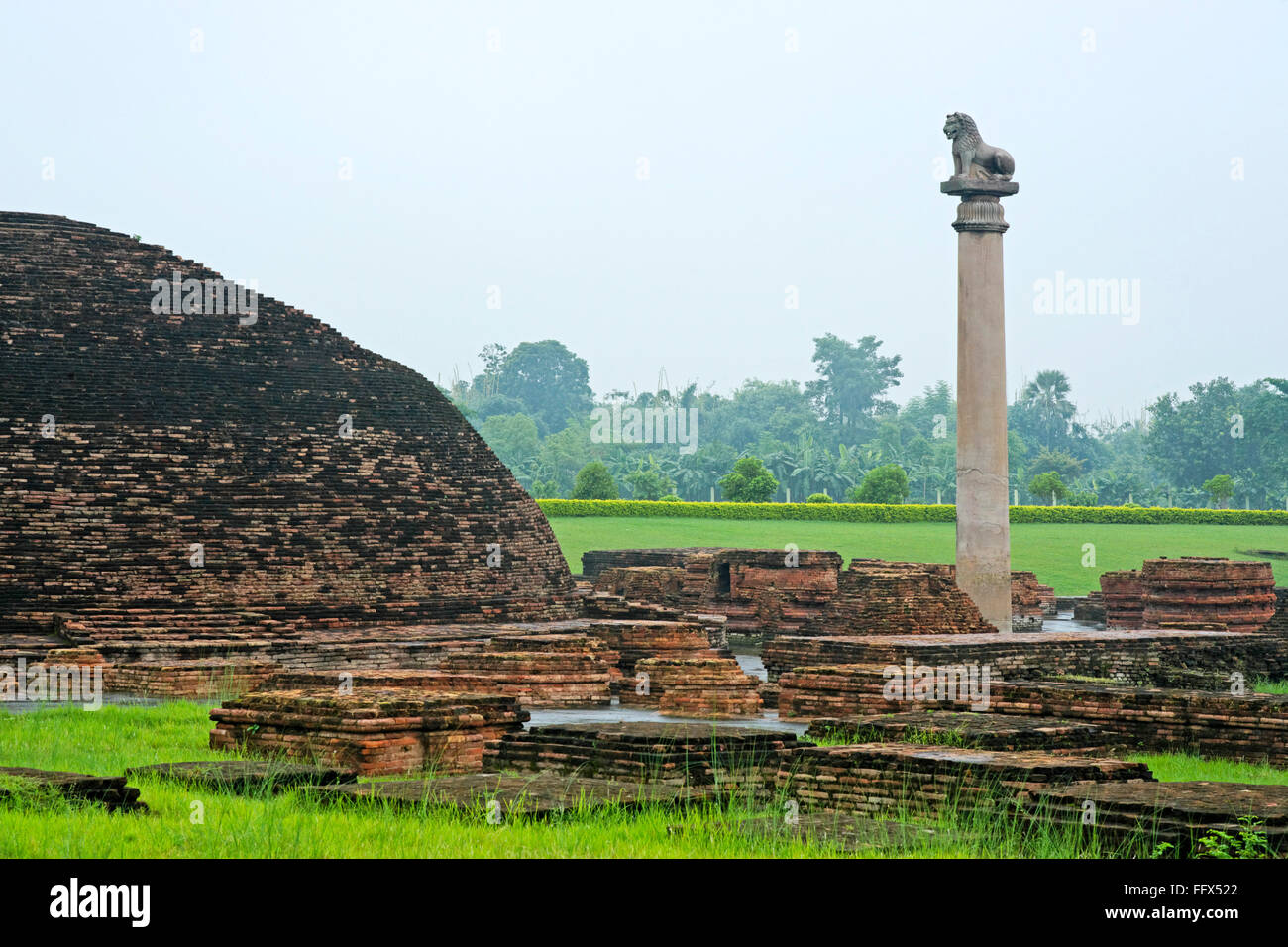 Ashoka-Säule, Kolhua, Vaishali, Bihar, Indien Stockfoto