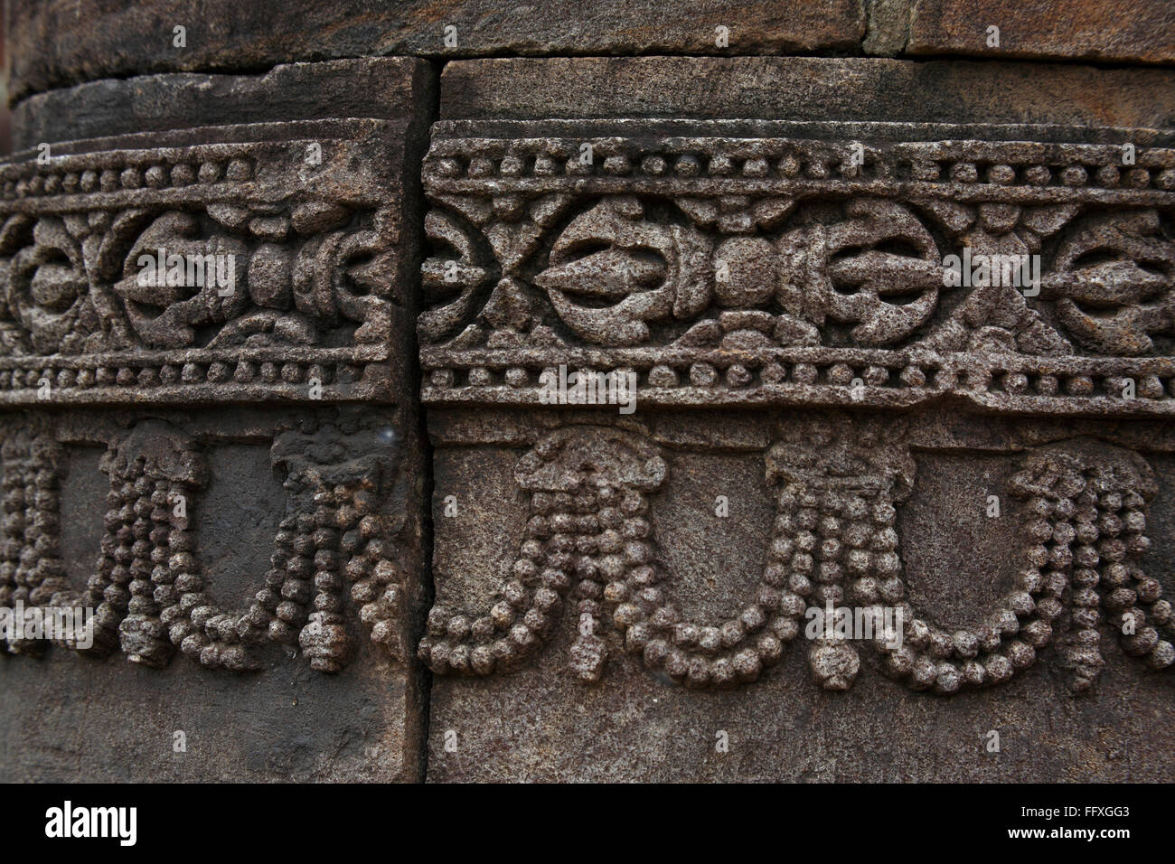 Dekorative Kunst in buddhistischen ausgegrabenen Weltkulturerbe Udayagiri, Orissa, Indien Stockfoto
