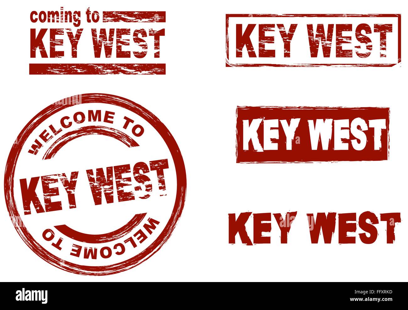 Stilisierte Tinte Marken zeigen die Stadt Key West Stock Vektor