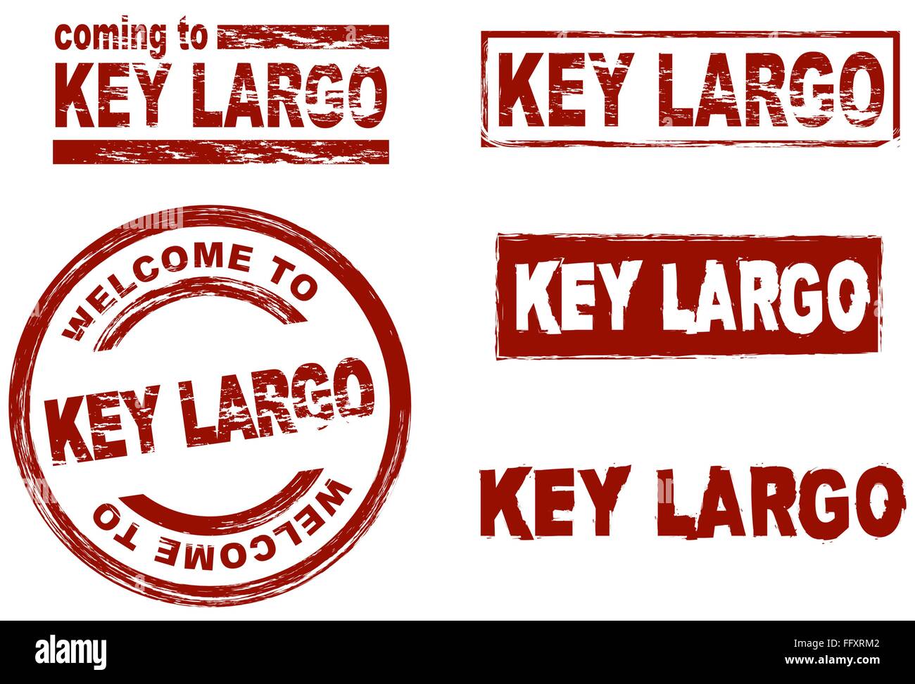Stilisierte Tinte Marken zeigt die Stadt von Key Largo Stock Vektor