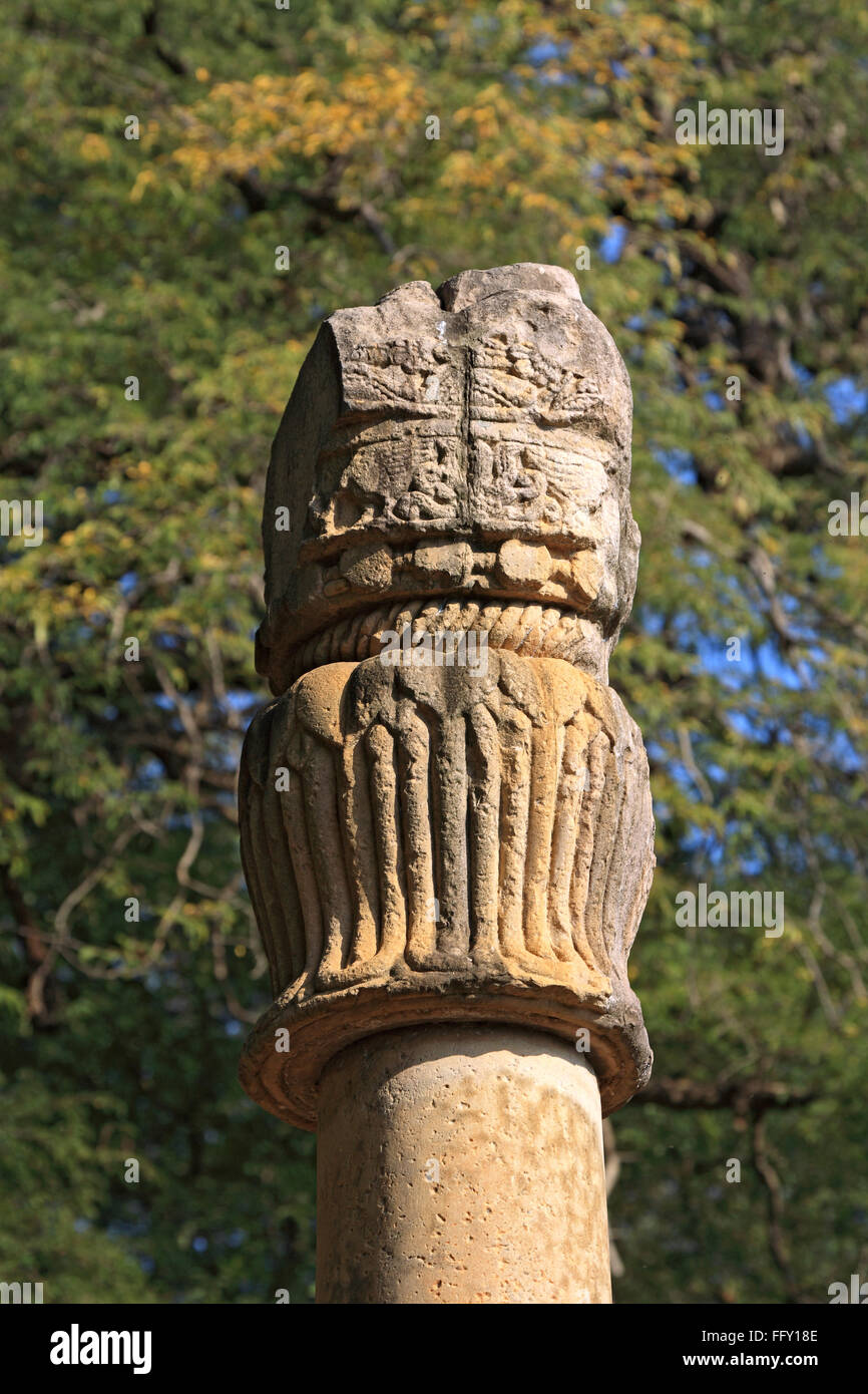Spalte Khamb Baba 150 v. Chr. von griechischen Heliodoros errichtet zu Ehren des Gottes Vasudeva gelegen Vidisha Bhopal Madhya Pradesh Stockfoto