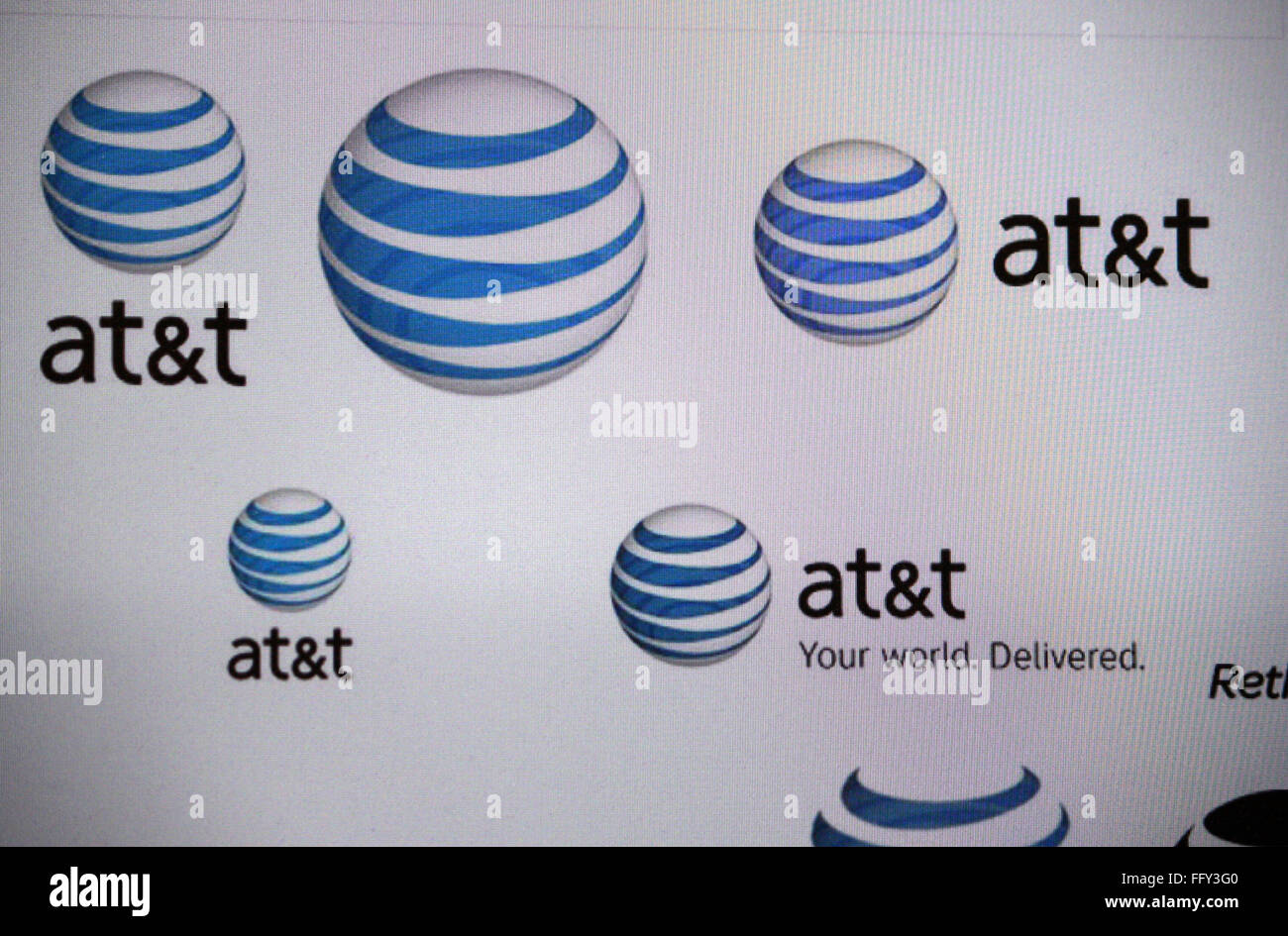 Markenname: "At & T', Dezember 2013, Berlin. Stockfoto