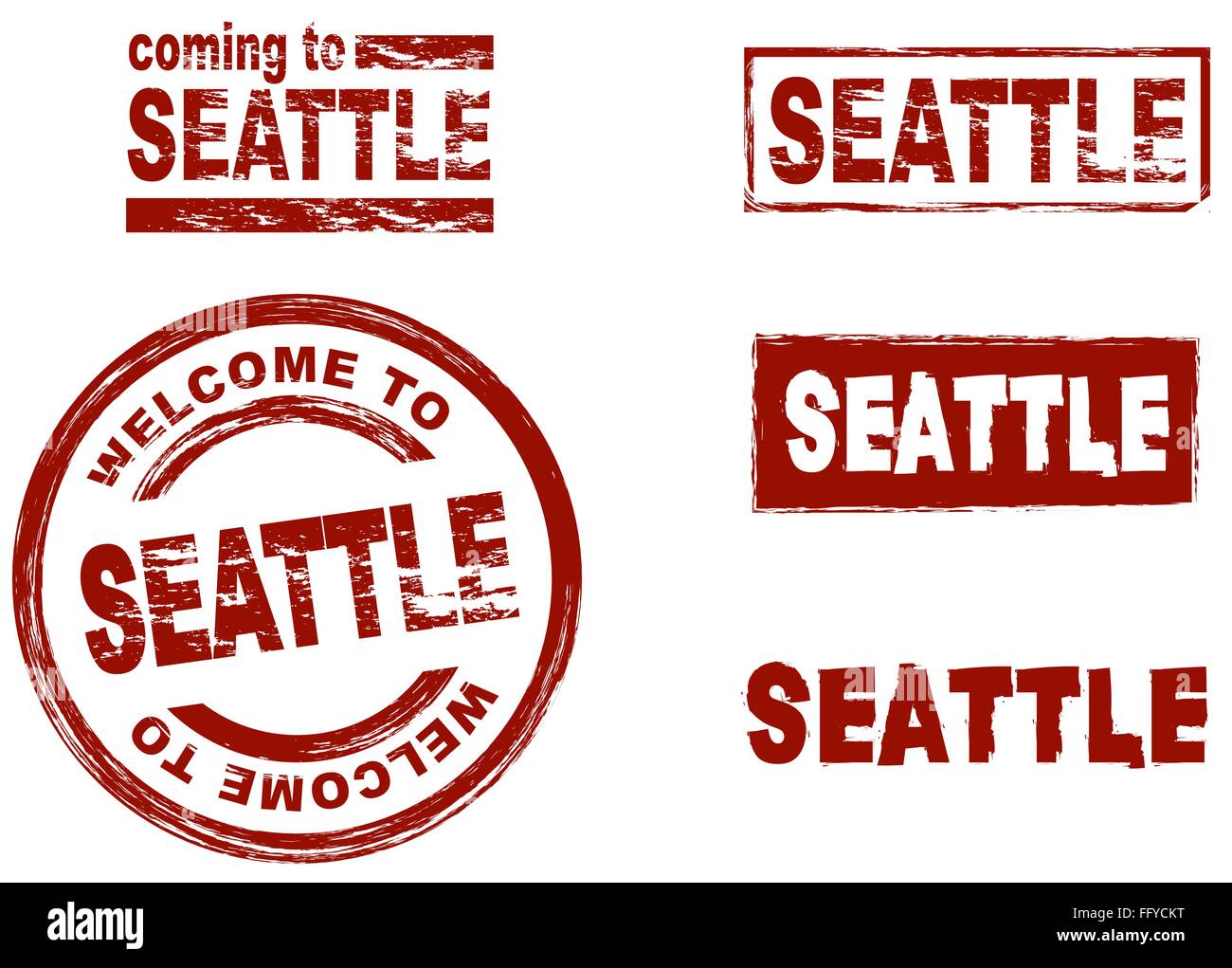 Stilisierte Tinte Marken zeigen die Stadt Seattle Stock Vektor