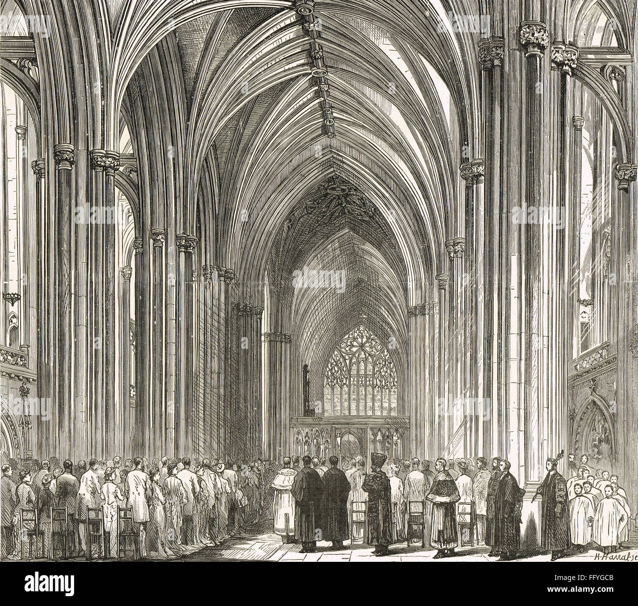 Bristol Cathedral Gewölbe von das neue Kirchenschiff aus gesehen Stockfoto