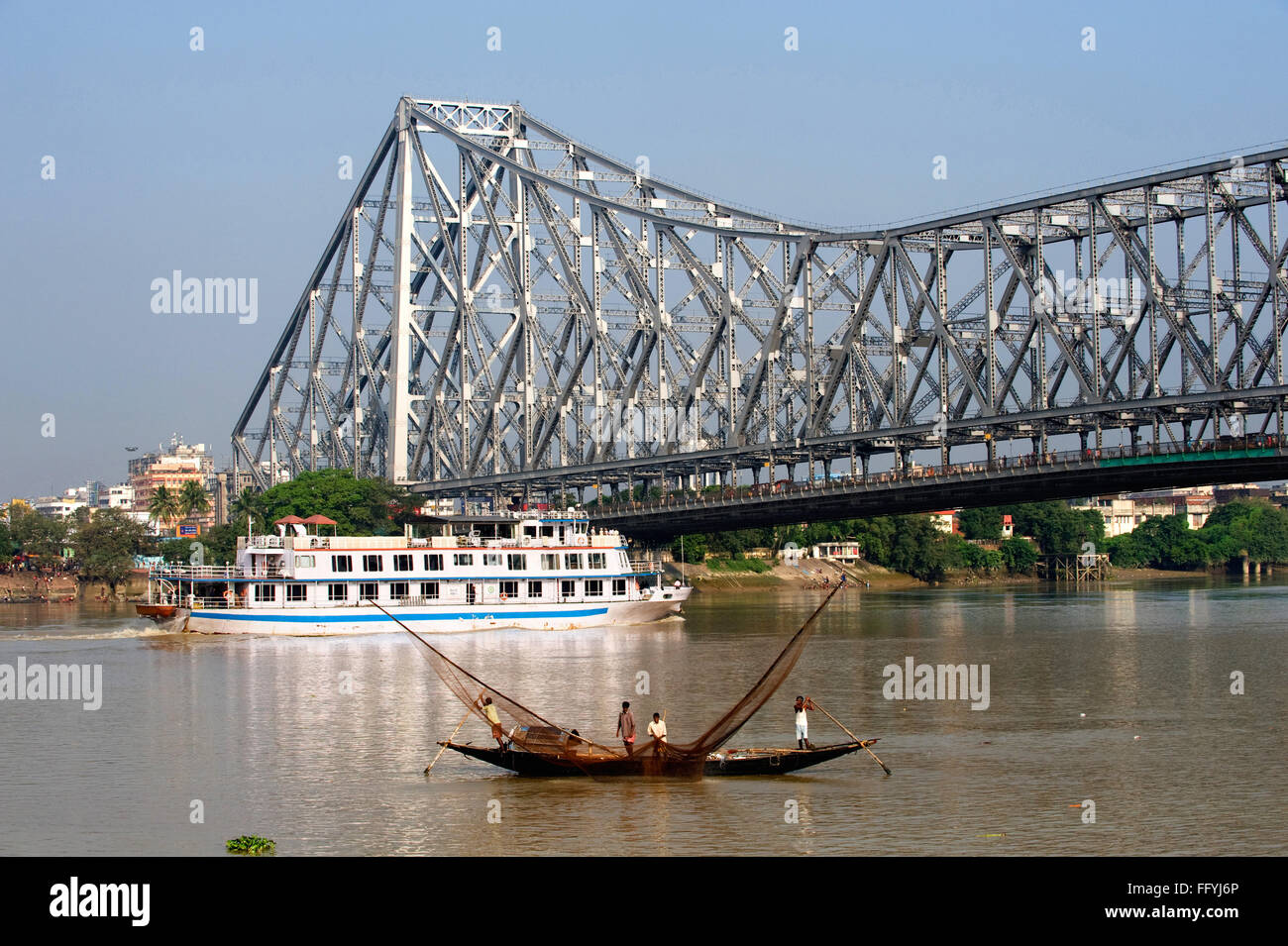 Howrah-Brücke; Rabindra Setu; Hooghly River; Kalkutta; Kalkutta; Kalkutta; Westbengalen; Indien Stockfoto