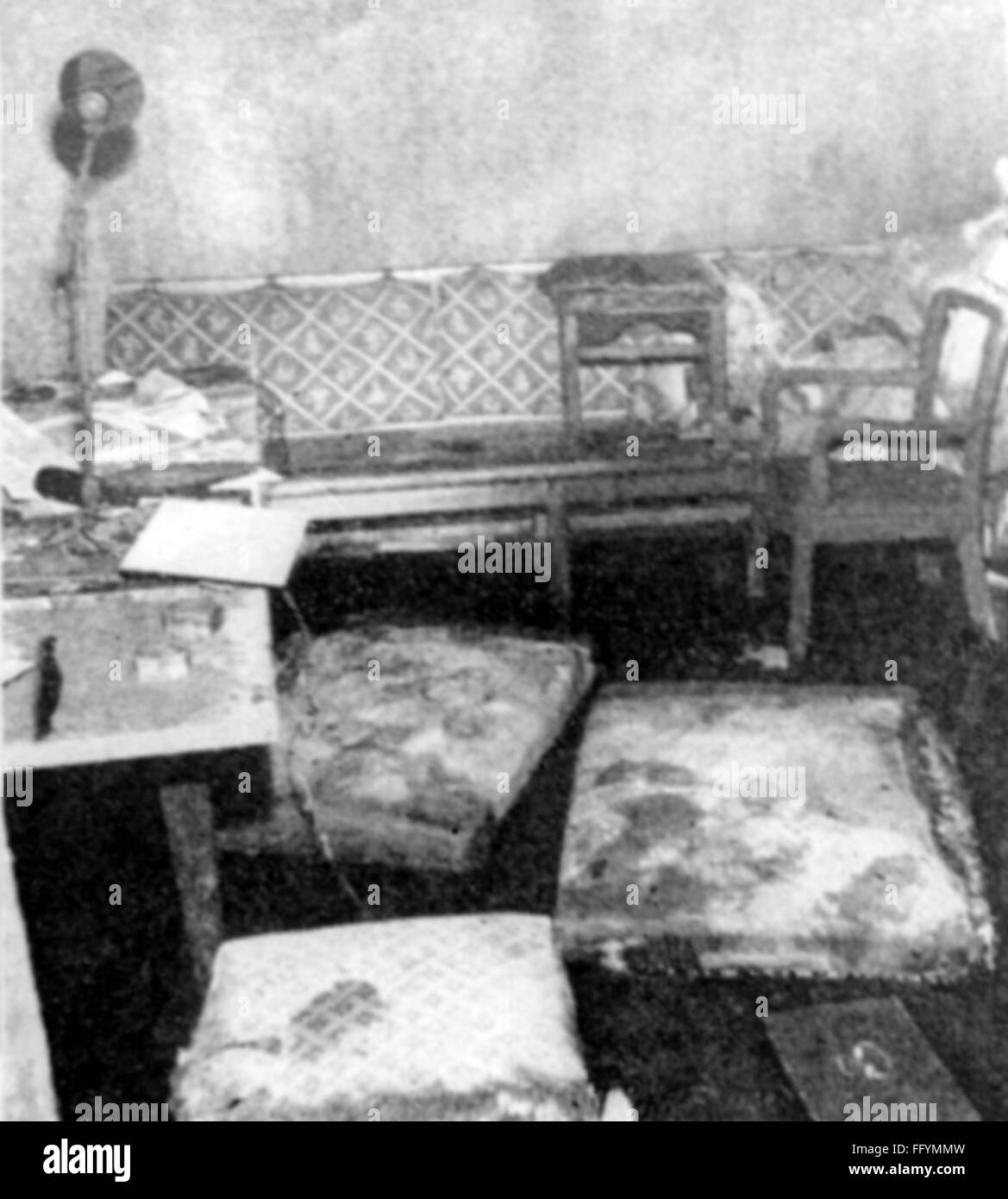 Nationalsozialismus / Nationalsozialismus, Architektur, Reichskanzlei, Berlin, Führerbunker, Konferenzraum, 1945, Zusatzrechte-Clearences-nicht vorhanden Stockfoto