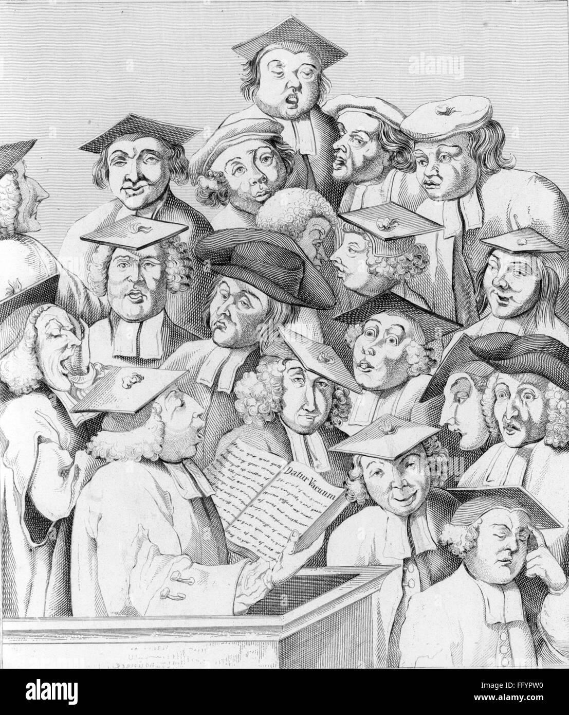 Pädagogik, Lehrer, 'Scholars at Lecture', Gravur von William Hogarth (1694 - 1764), 1736, Zusatzrechte-Clearences-nicht vorhanden Stockfoto
