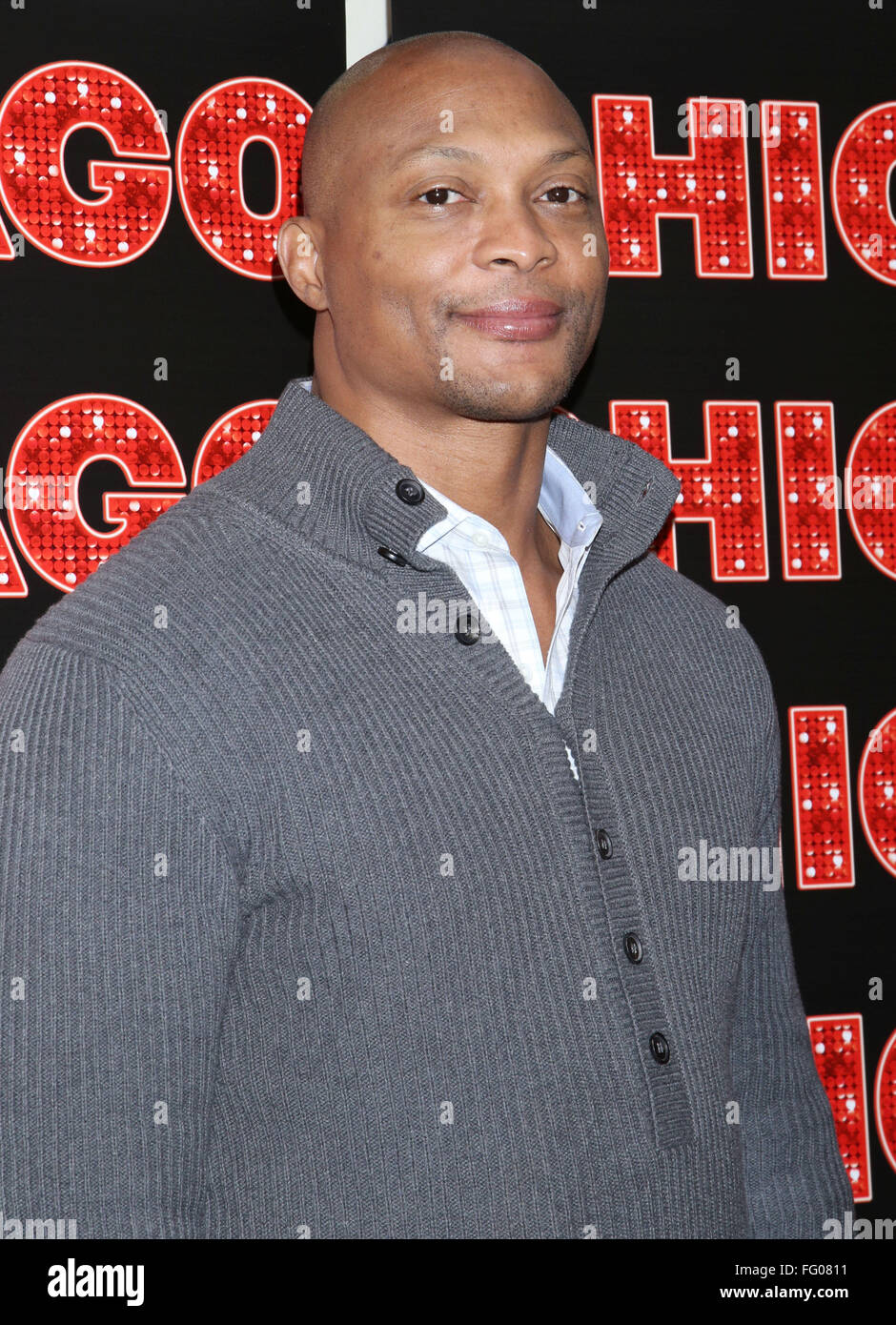 Foto-Shooting für NFL-Legende und Heisman Trophy Gewinner Eddie George, derzeitig die Hauptrolle in dem Broadway-Musical "Chicago", gehalten am Sardi Restaurant Featuring: Eddie George Where: New York, New York, Vereinigte Staaten von Amerika bei: 8. Januar 2016 Stockfoto