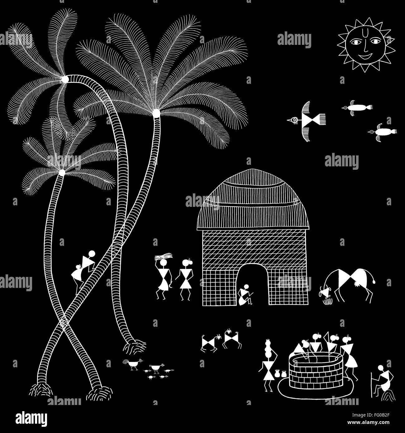 Warli Gemälde Indien Asien Stockfoto