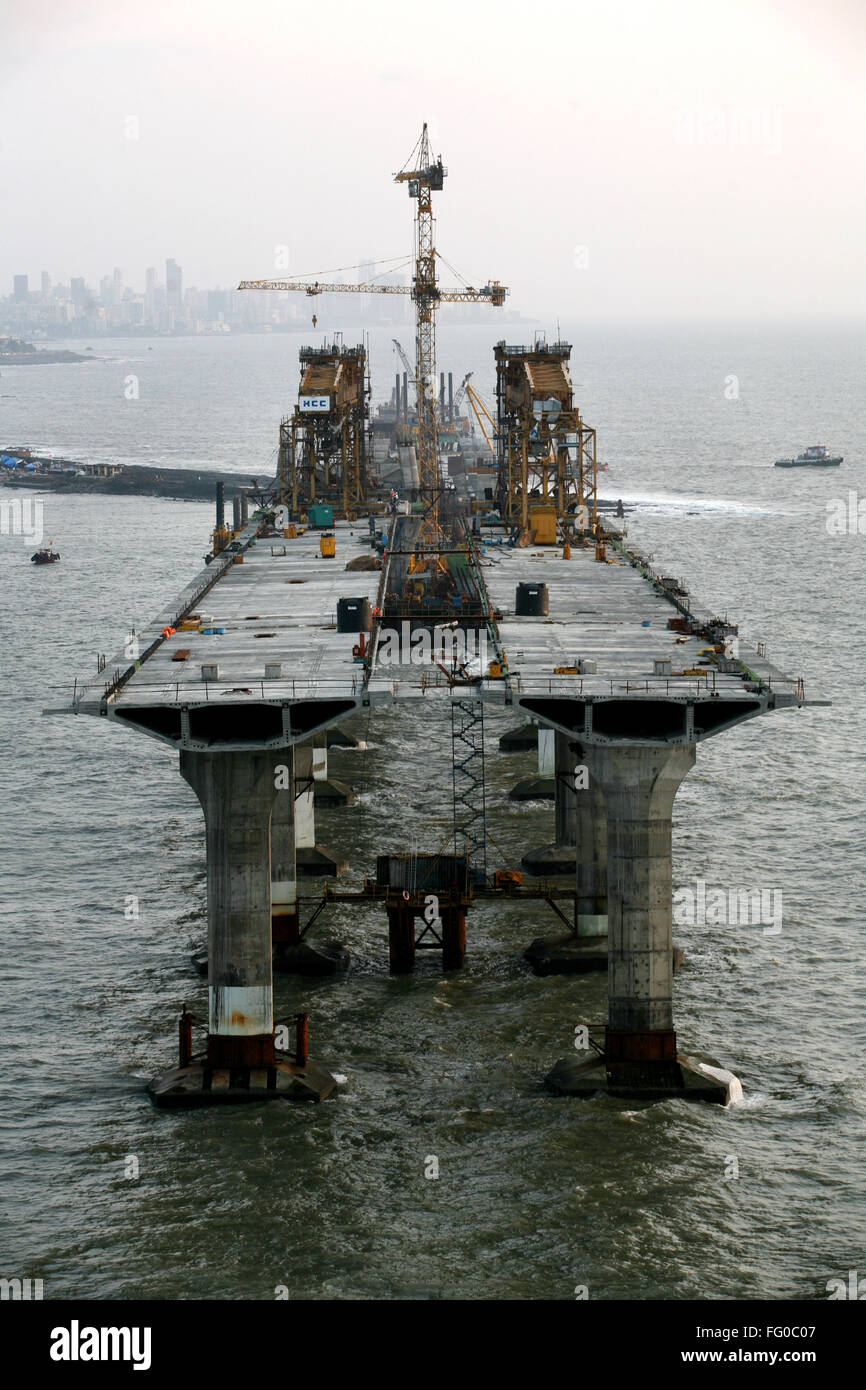 Baustelle der Bandra Worli Sea Link am Arabischen Meer, Bombay jetzt Mumbai, Maharashtra, Indien Stockfoto