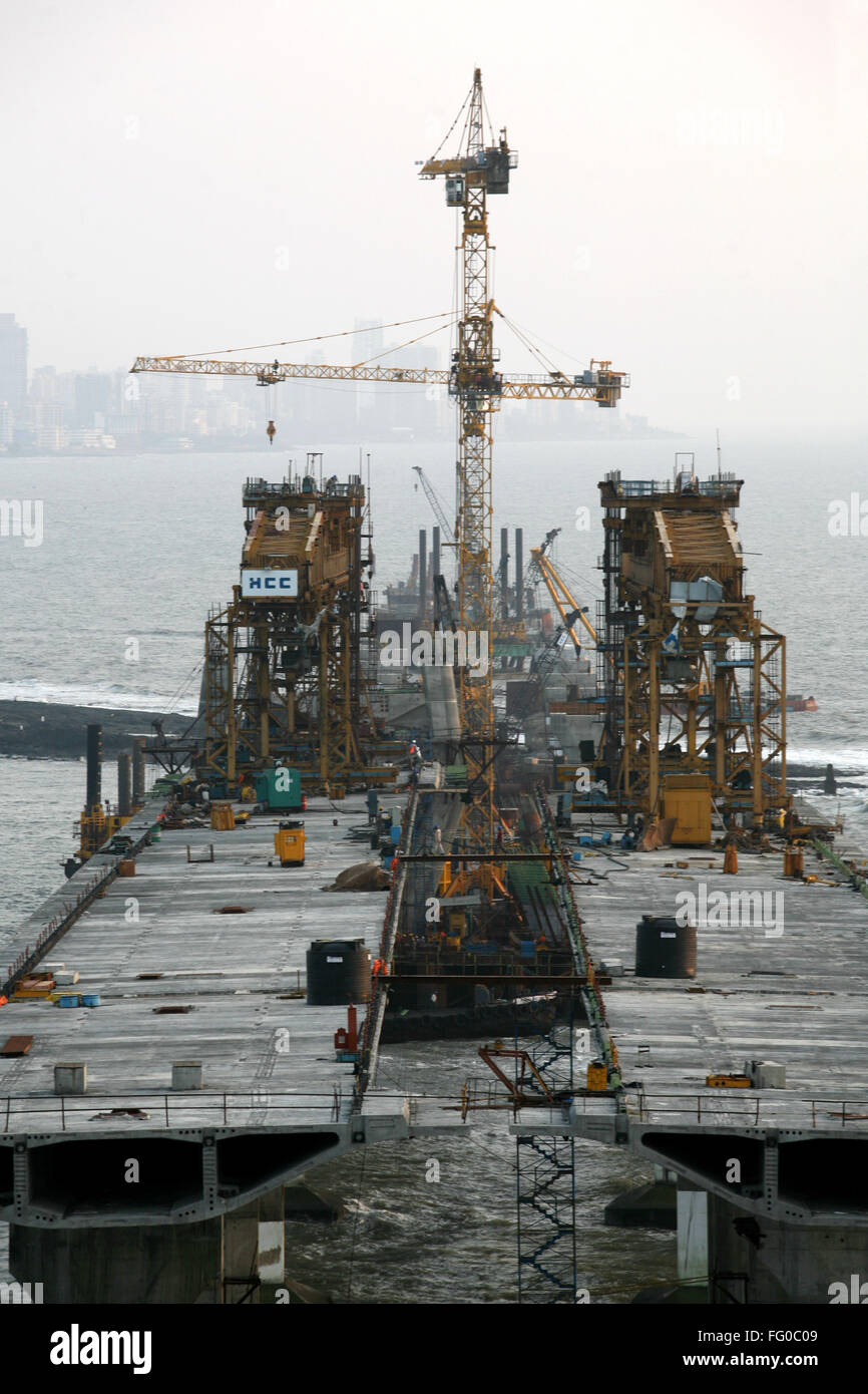 Baustelle der Bandra Worli Sea Link am Arabischen Meer, Bombay jetzt Mumbai, Maharashtra, Indien Stockfoto