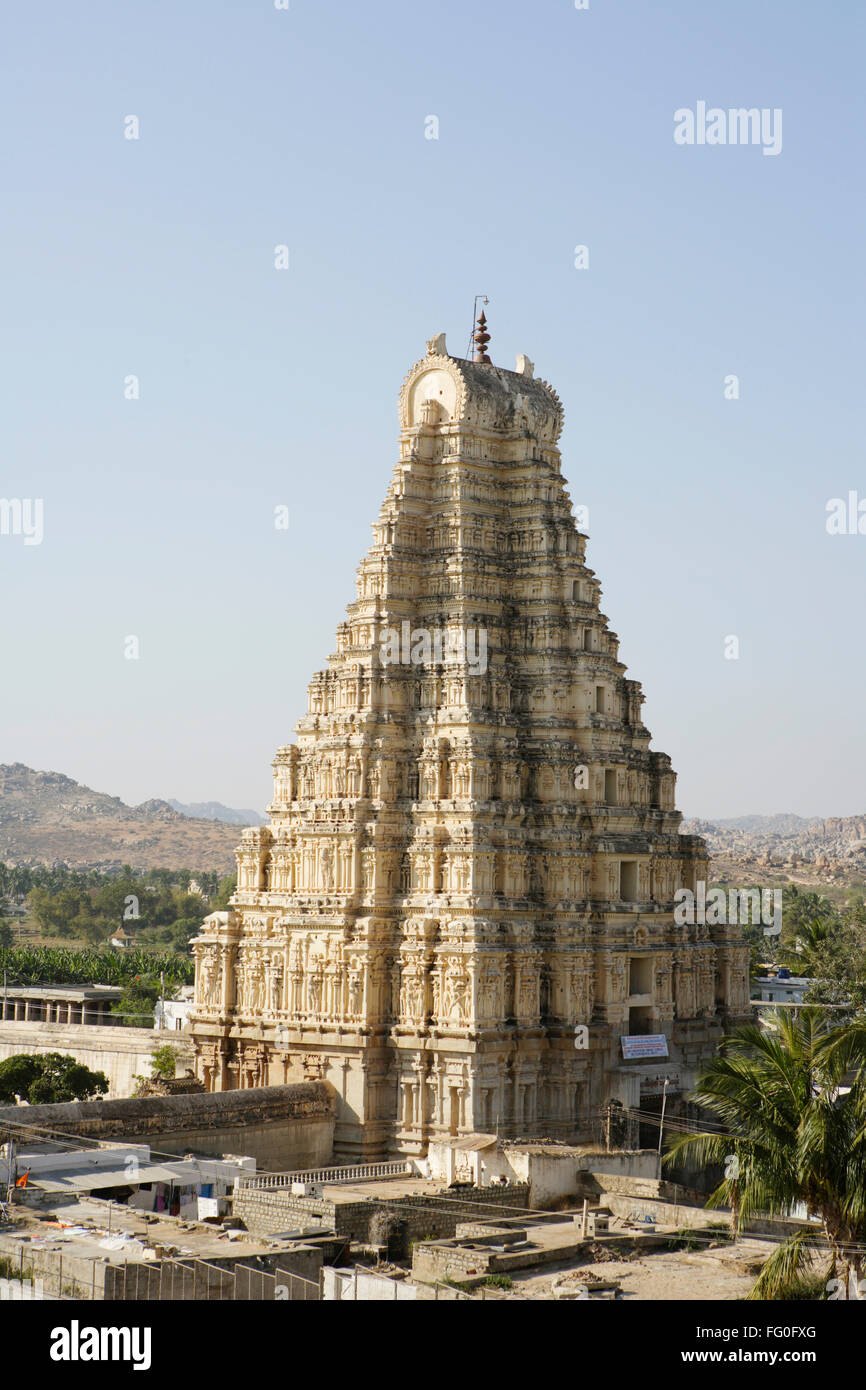 Virupaksha Tempel, Hampi, Hampe, Vijayanagara, UNESCO-Weltkulturerbe, Hospet, Hosapete, Bellary, Karnataka, Indien, Asien Stockfoto