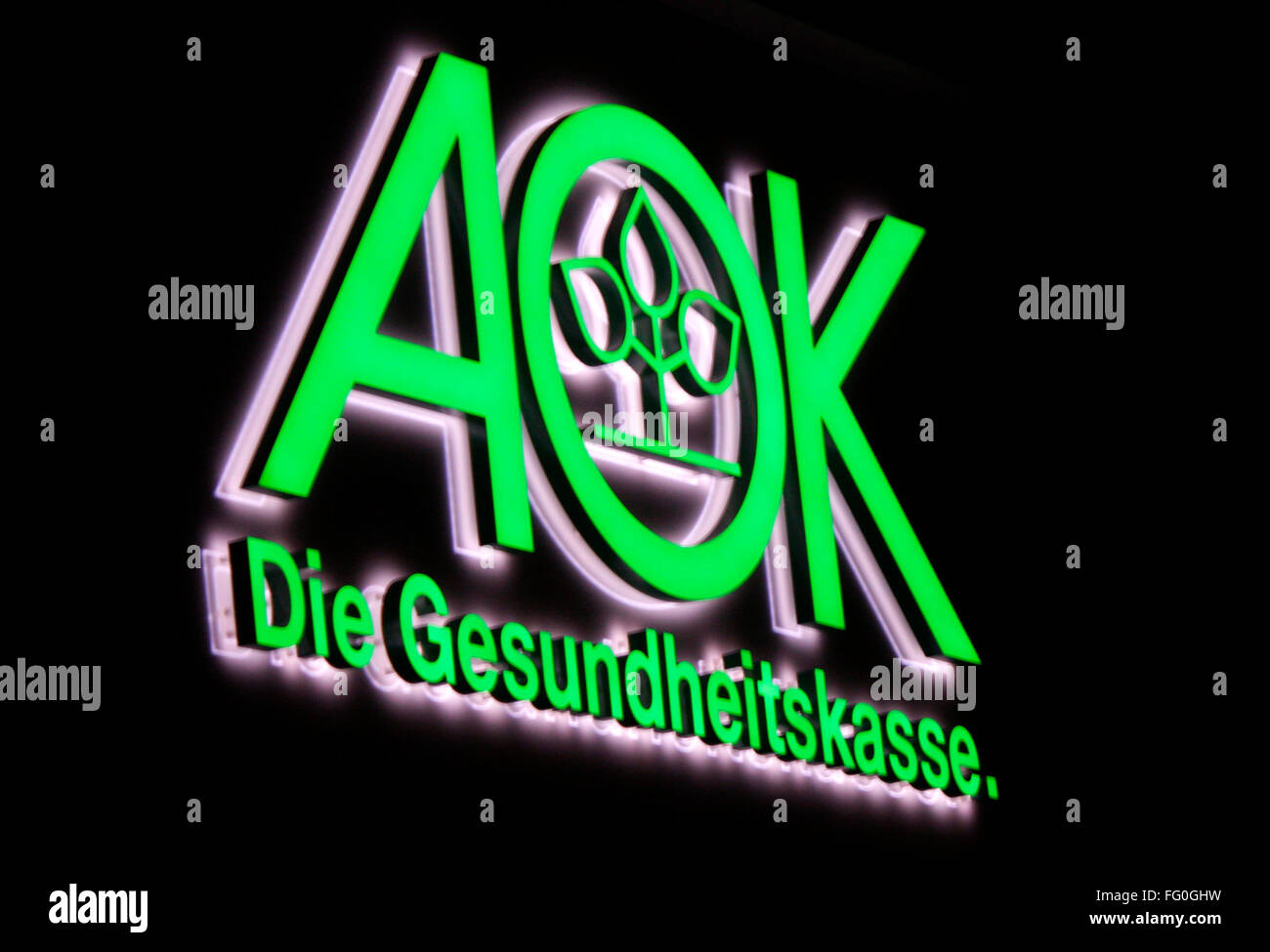 Markenname: "AOK Allgemene Ortskrankenkasse", Berlin. Stockfoto