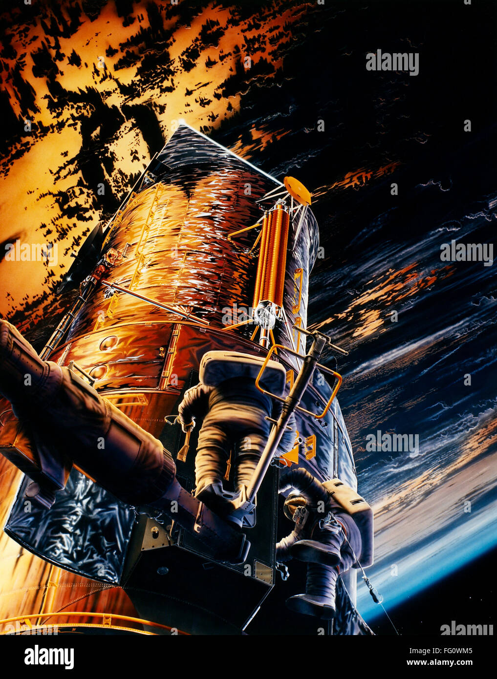 HUBBLE-TELESKOP: COSTAR. /nInstallation die korrektive Optik Space Telescope  Axial Ersatz (COSTAR) Instrument zur Verbesserung der  Hubble-Weltraumteleskop. Gemälde von Scott Kahler, c1993 Stockfotografie -  Alamy