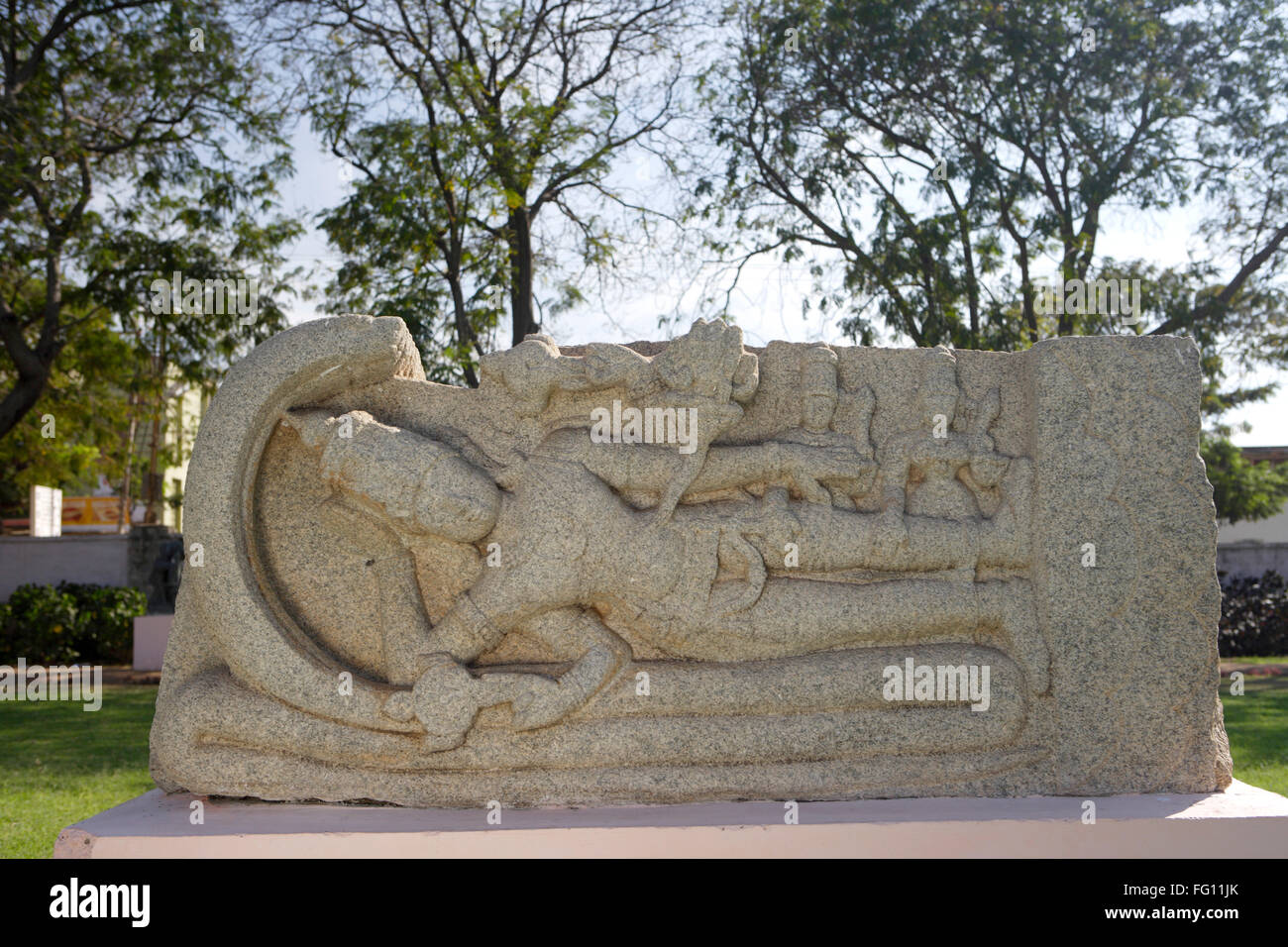 Skulptur von Avatar von Vishnu, Museum, Hampi, Vijayanagara, Deccan Hochebene, Taluka Hospet Bellary Karnataka Stockfoto