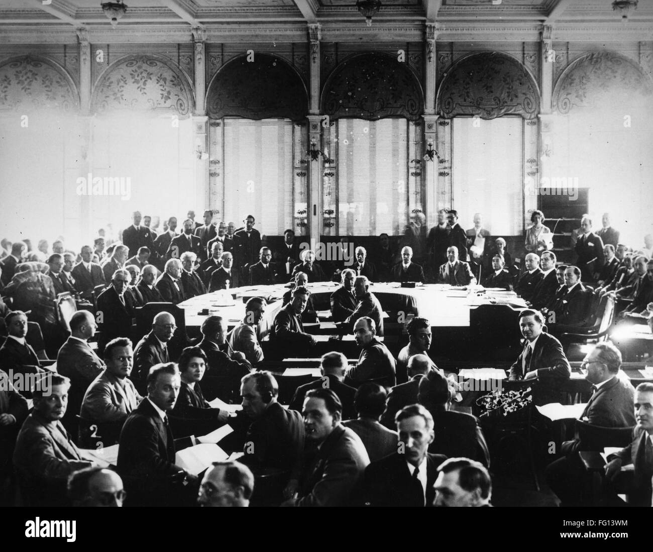 LIGA VON NATIONEN, 1930. /nOpening Tagung des Rates des Völkerbundes in Genf, Schweiz, September 1930. Stockfoto