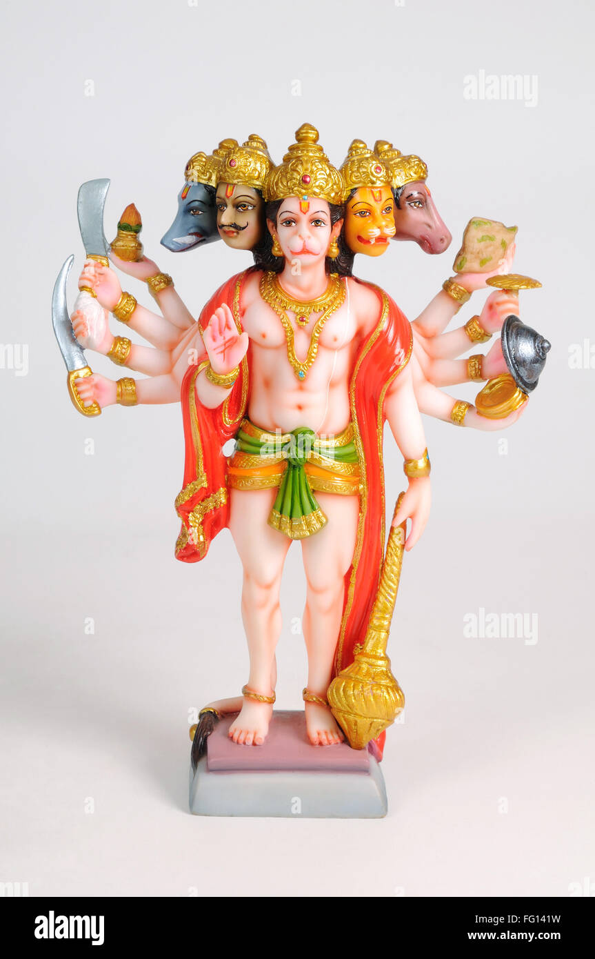 Statue von Lord Hanuman mit Panchmukh; Indien Stockfoto
