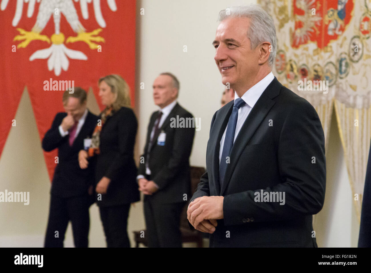 Warschau, Polen. 17. Februar 2016. Präsident des Deutschen Bundesrates Stanislaw Tillich während des Treffens mit Präsident von Polen Andrzej Duda im Präsidentenpalast am 17. Februar 2016 in Warschau, Polen. Bildnachweis: MW/Alamy Live-Nachrichten Stockfoto