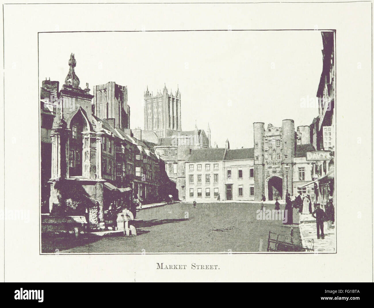 Where To Buy at Glastonbury ist ein historischer Reiseführer, in dem lokale Geschäfte, Geschäfte und Dienstleistungen in der historischen Stadt Glastonbury beschrieben werden. Das Buch ist mit Bildern wichtiger Einrichtungen und Sehenswürdigkeiten vor Ort illustriert. Stockfoto