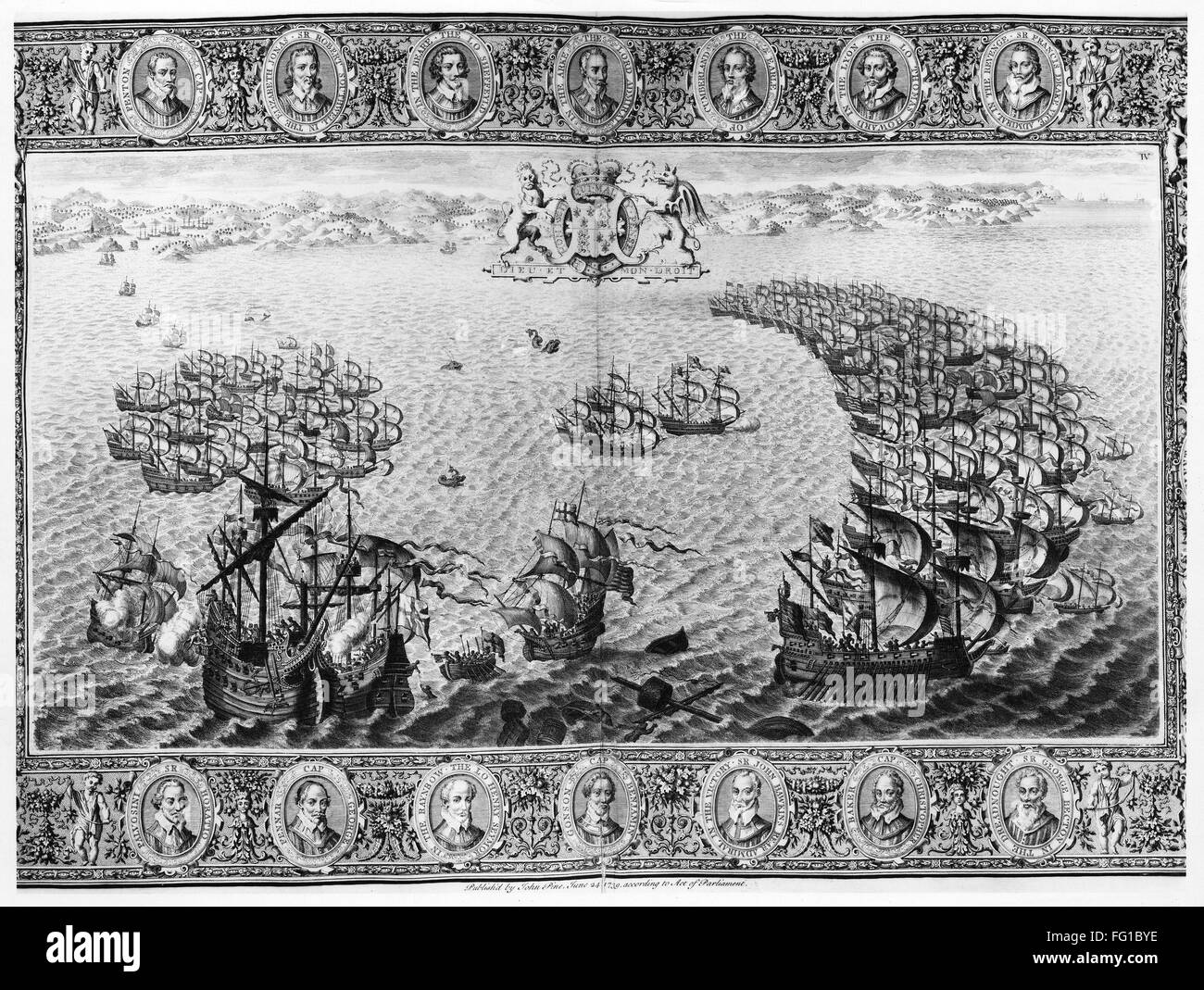 SPANISCHE ARMADA 1588. /n'DeValdez der Galeone Federn ihr Fockmast und