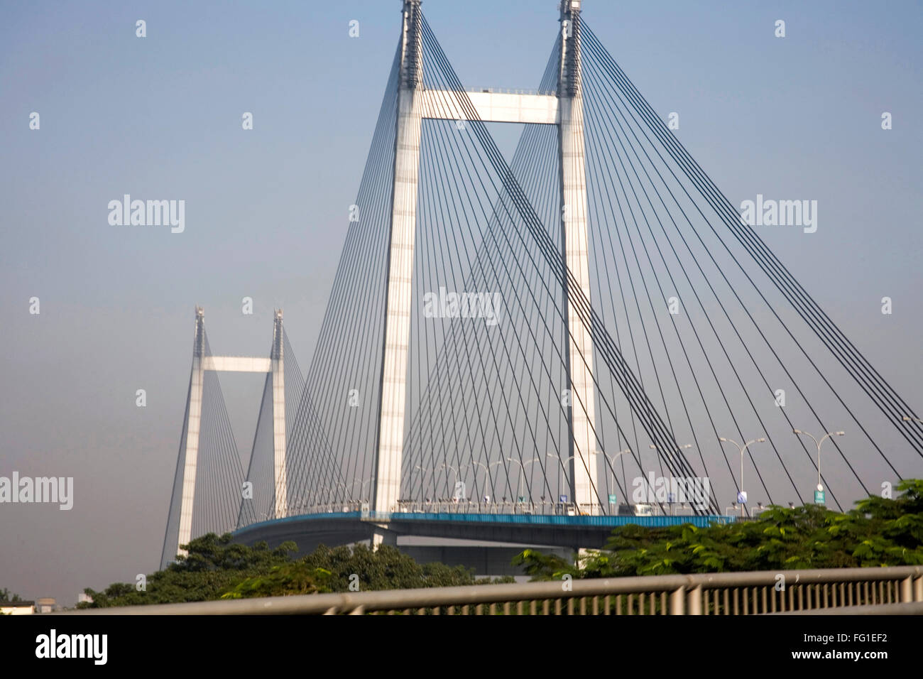 Vidyasagar Setu zweite Brücke über Fluss Hooghly, eine der neuesten Attraktionen der Stadt, Calcutta jetzt Kolkata West Bengal Stockfoto