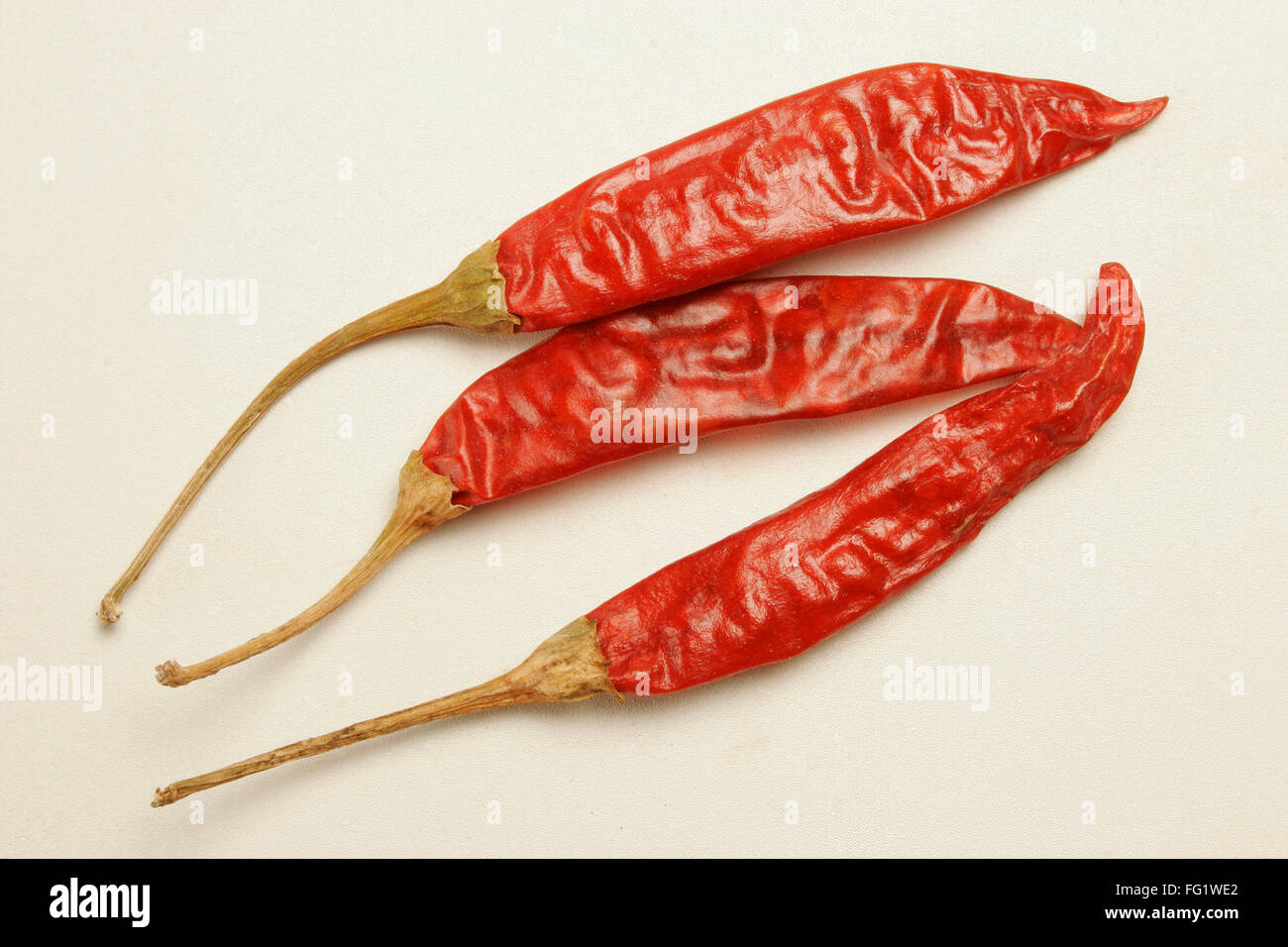Indische Gewürze und Gewürzen, roten Chilischoten auf weißem Hintergrund Stockfoto