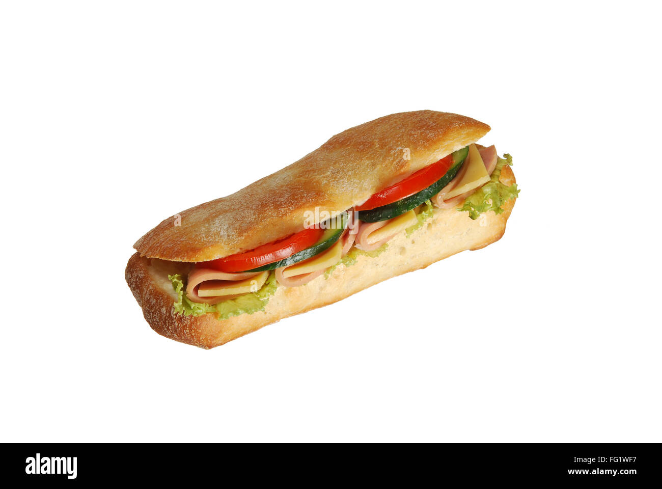 Das große Sandwich auf weißem Hintergrund Stockfoto