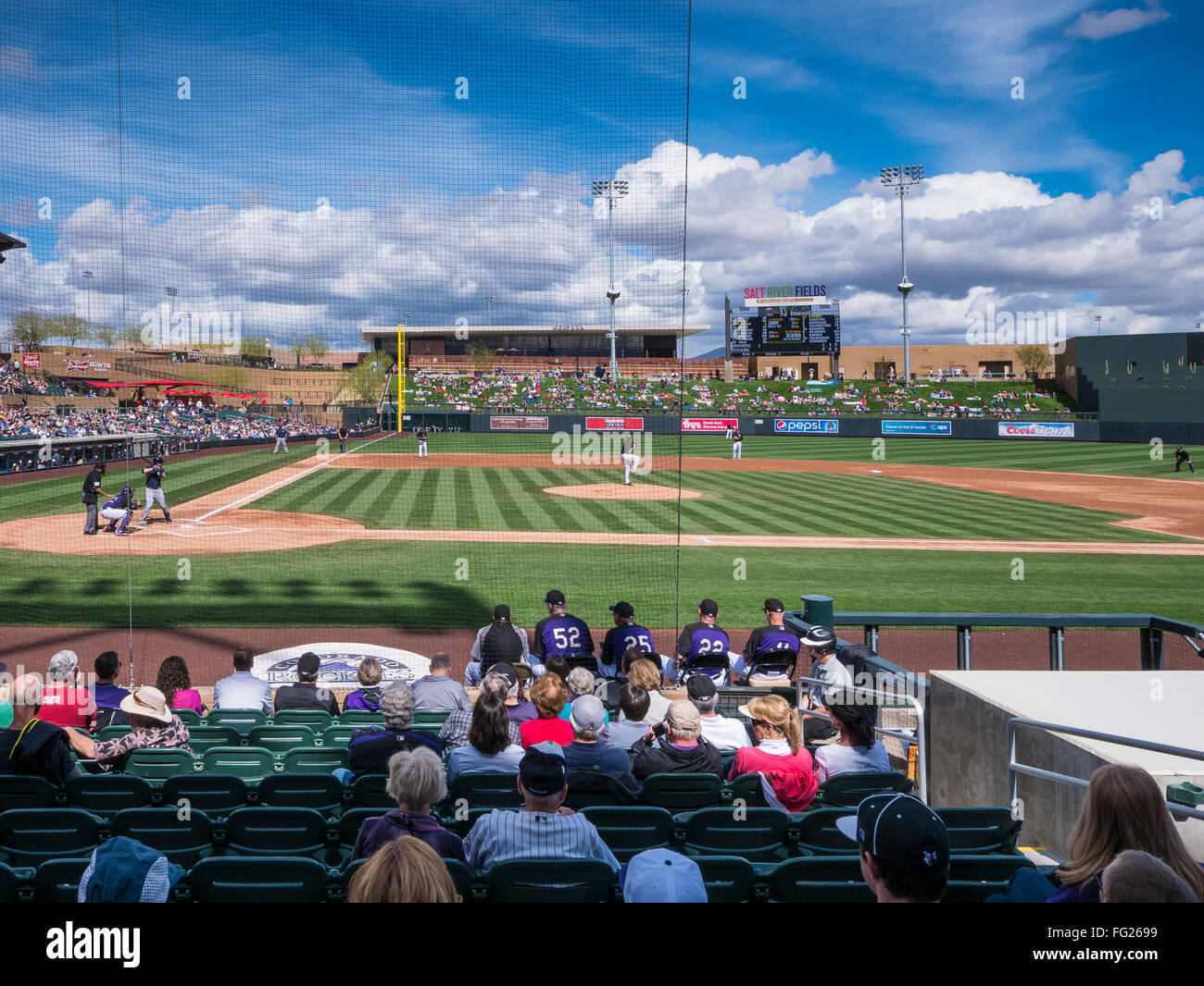 Spring Training Baseball spielen, Salt River Felder im Talking Stick, Scottsdale, Arizona. Stockfoto