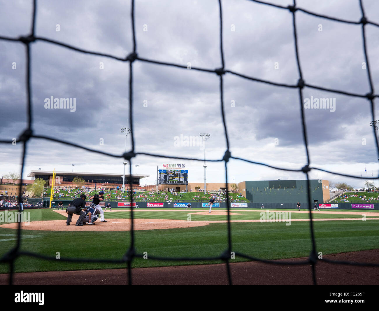 Spring Training Baseball spielen, Salt River Felder im Talking Stick, Scottsdale, Arizona. Stockfoto