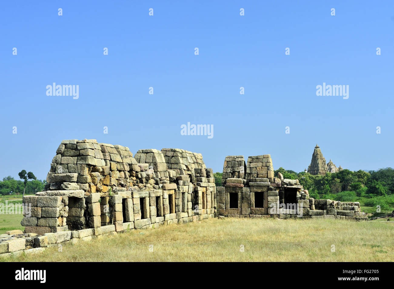 Chausath Yogini Tempel Khajuraho Madhya Pradesh, Indien Stockfoto