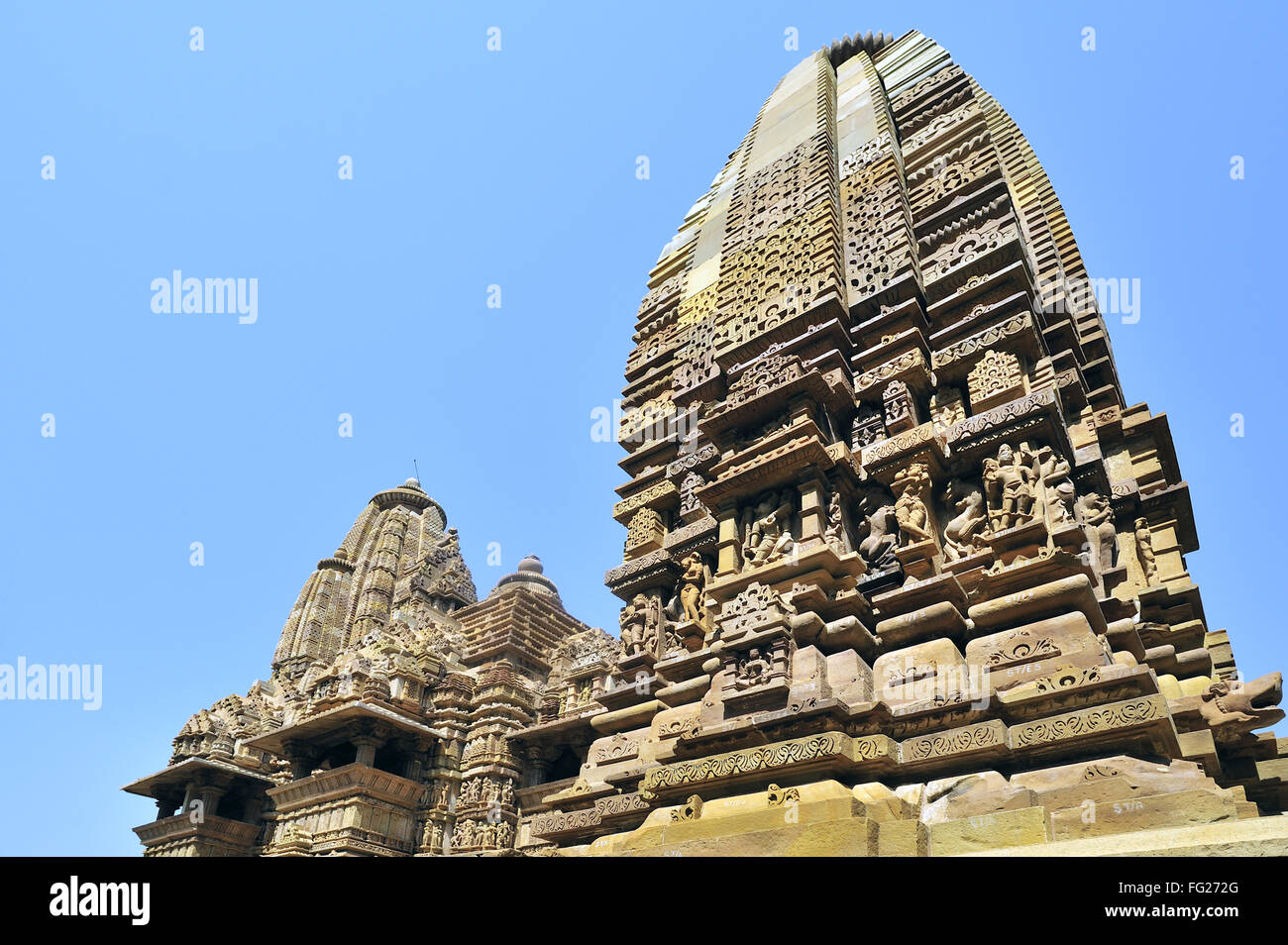 Khajuraho Lakshmana Tempel Sockel Madhya Pradesh, Indien Stockfoto